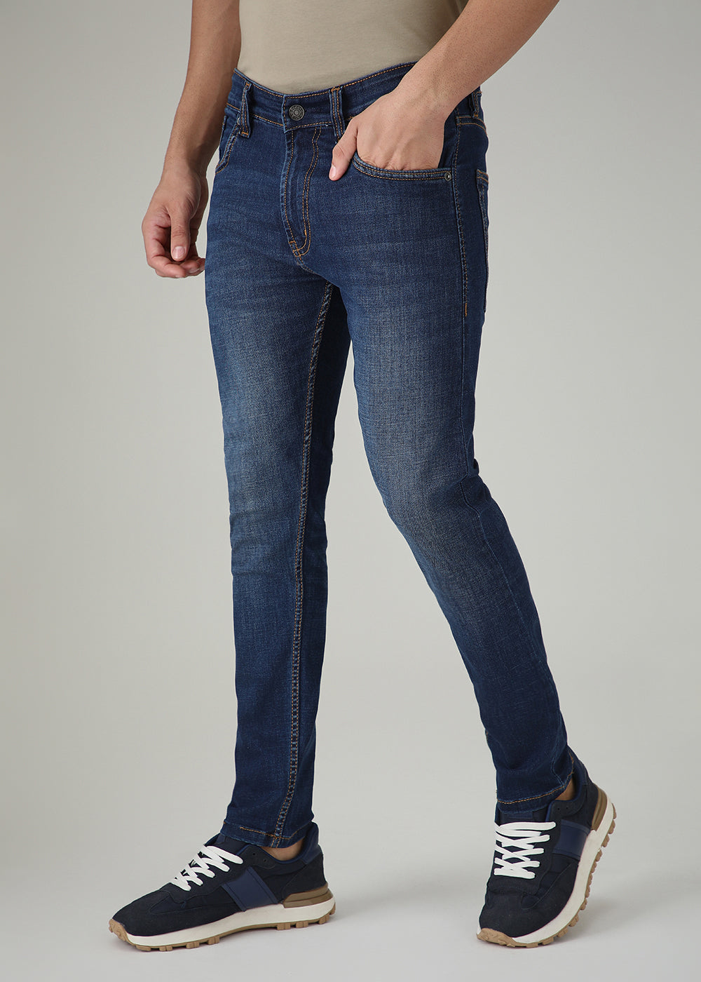 Dark Blue Low Fade Slim Fit Jeans