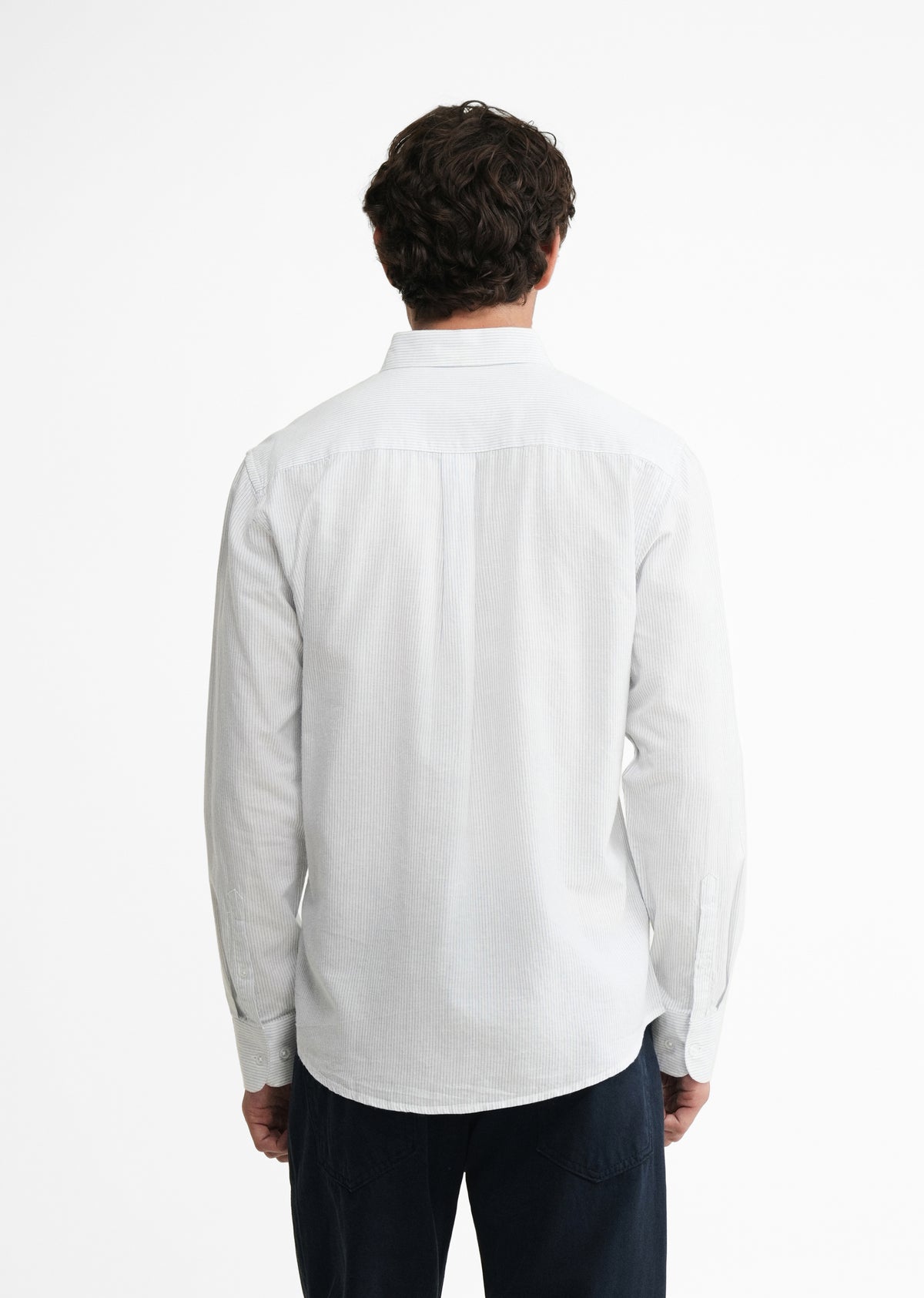 Blue Lyocell Linen Pinstripe Shirt