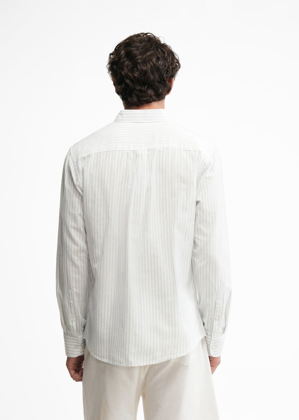 Blue Lyocell Linen Self Stripe Shirt