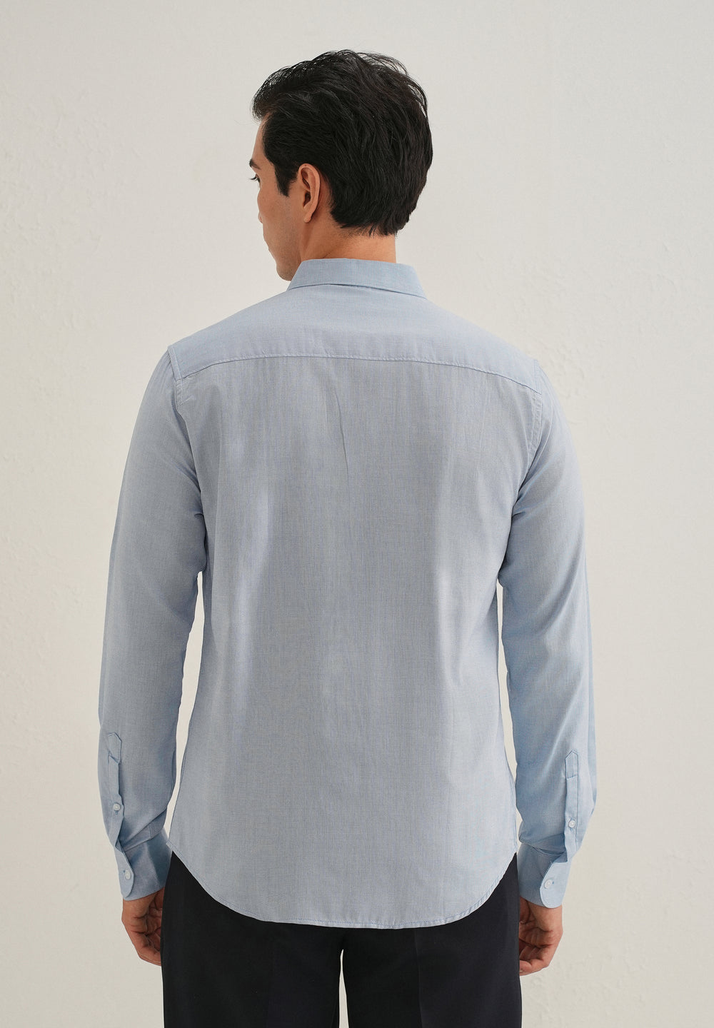 Blue Micro-Check Cotton Shirt