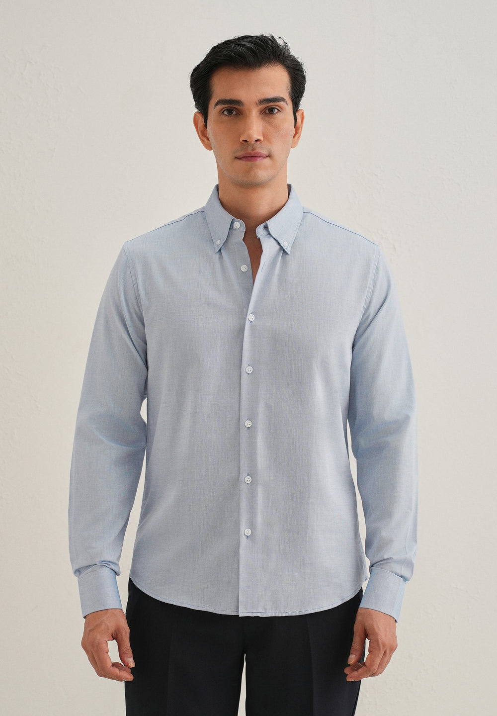 Blue Micro-Check Cotton Shirt