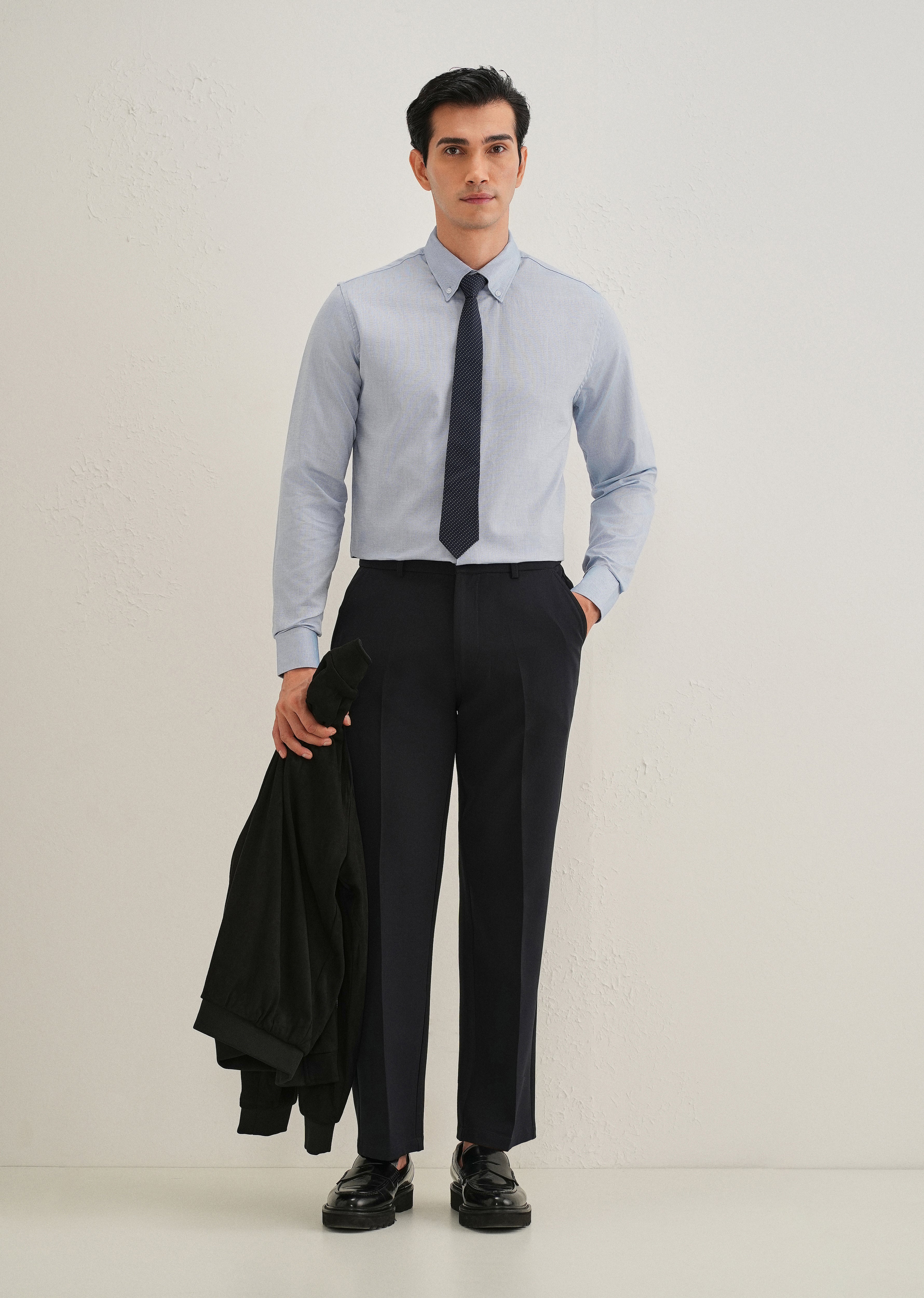 Blue Micro-Check Cotton Shirt