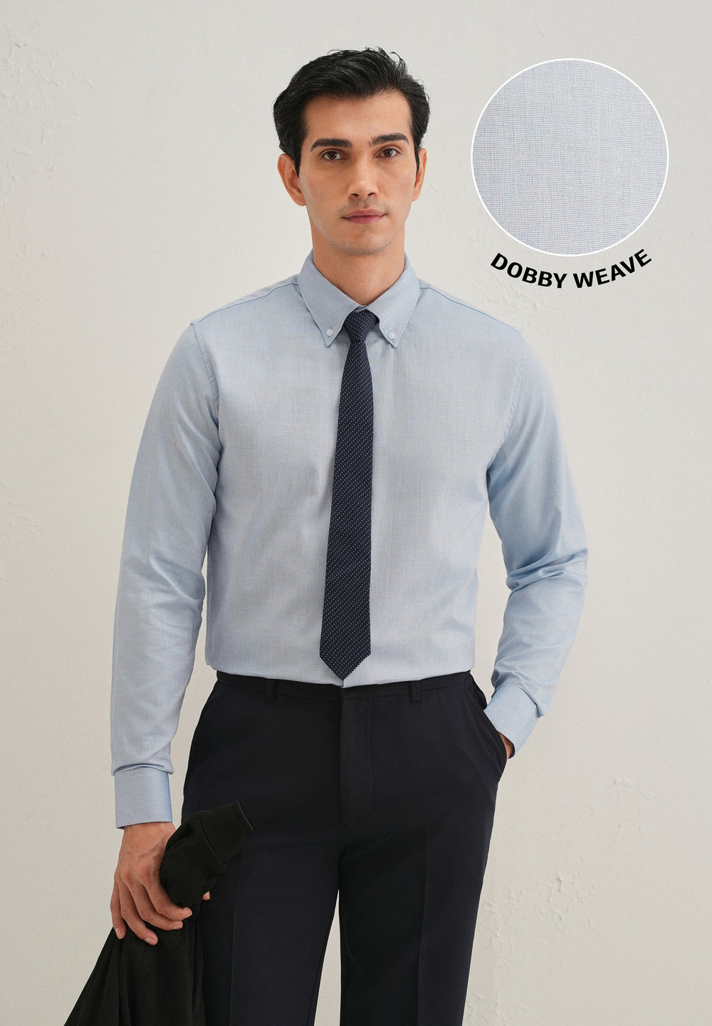 Blue Micro-Check Cotton Shirt