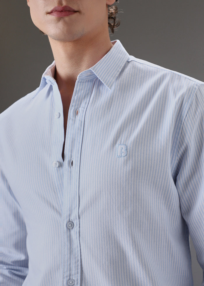 Blue Printed Shirt with Straps