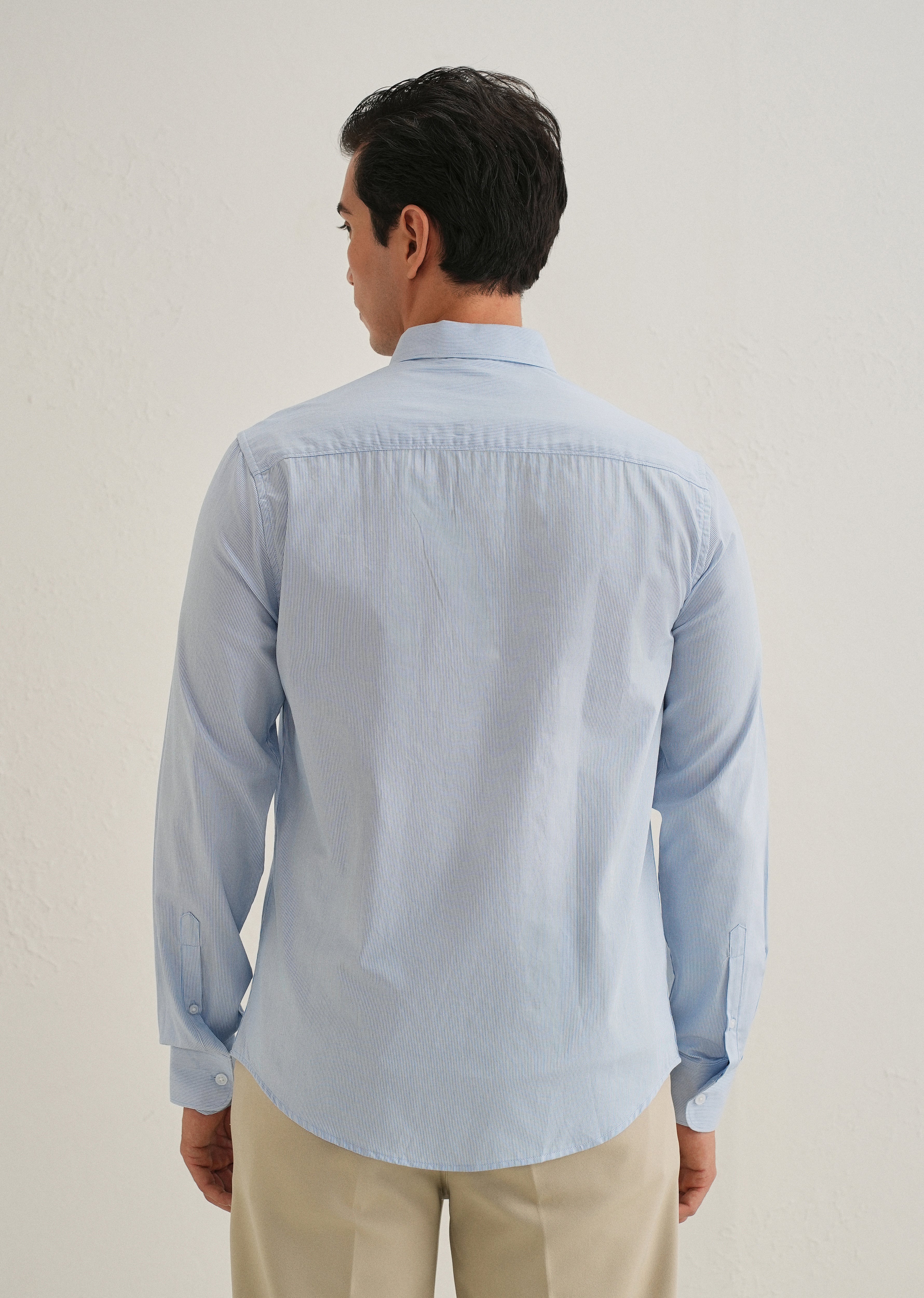 Blue Pin Striped Dobby Cotton Shirt