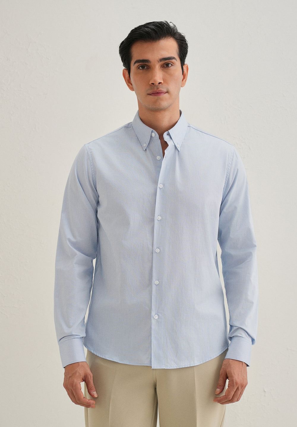 Blue Pin Striped Dobby Cotton Shirt