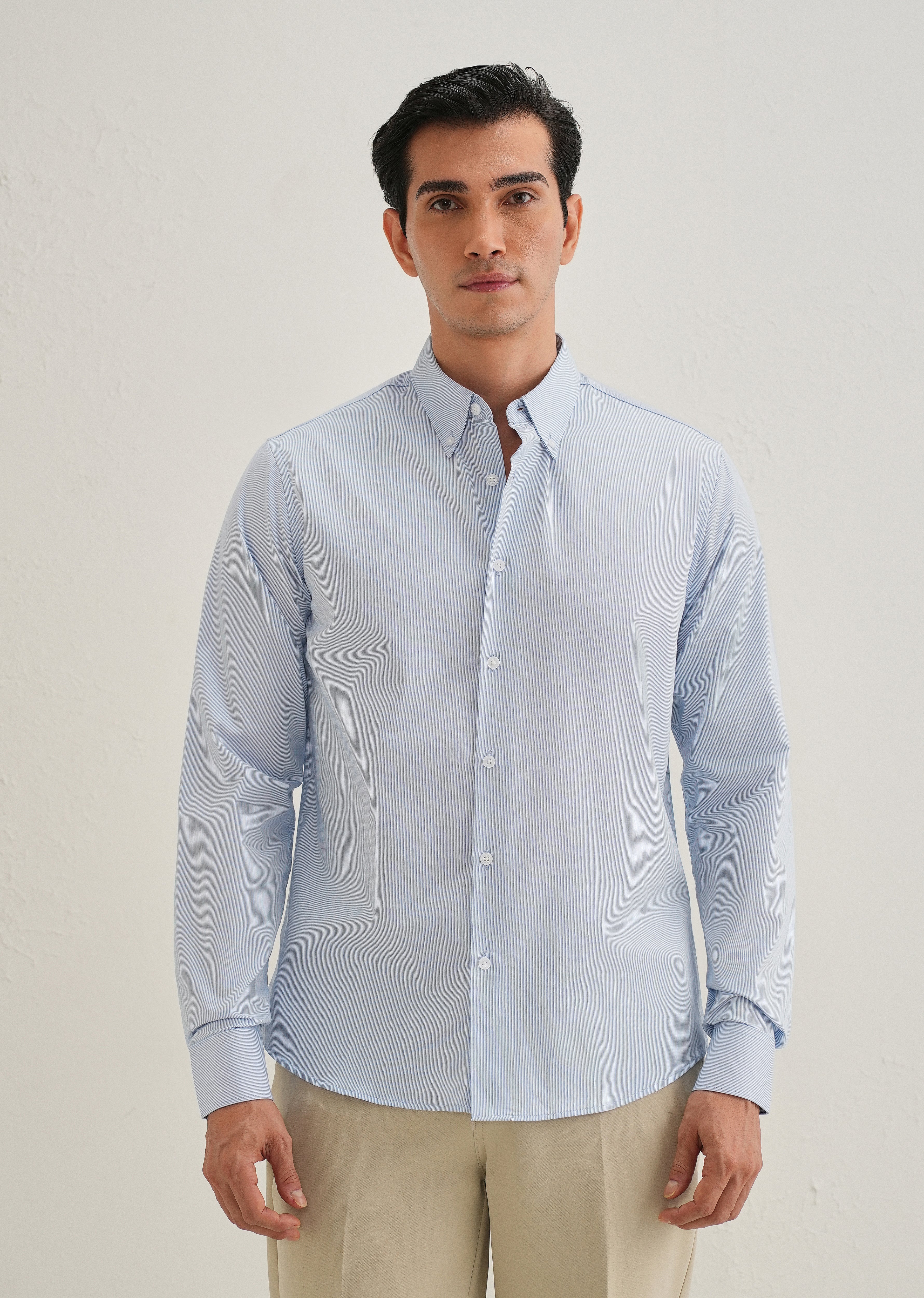 Blue Pin Striped Dobby Cotton Shirt