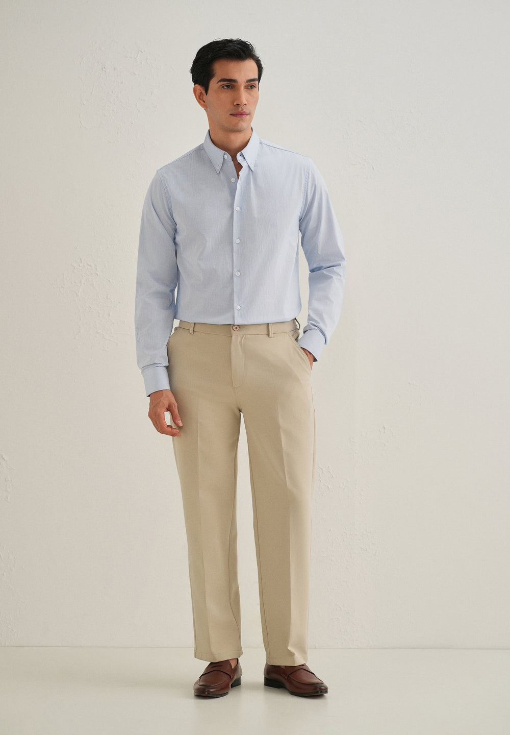 Blue Pin Striped Dobby Cotton Shirt