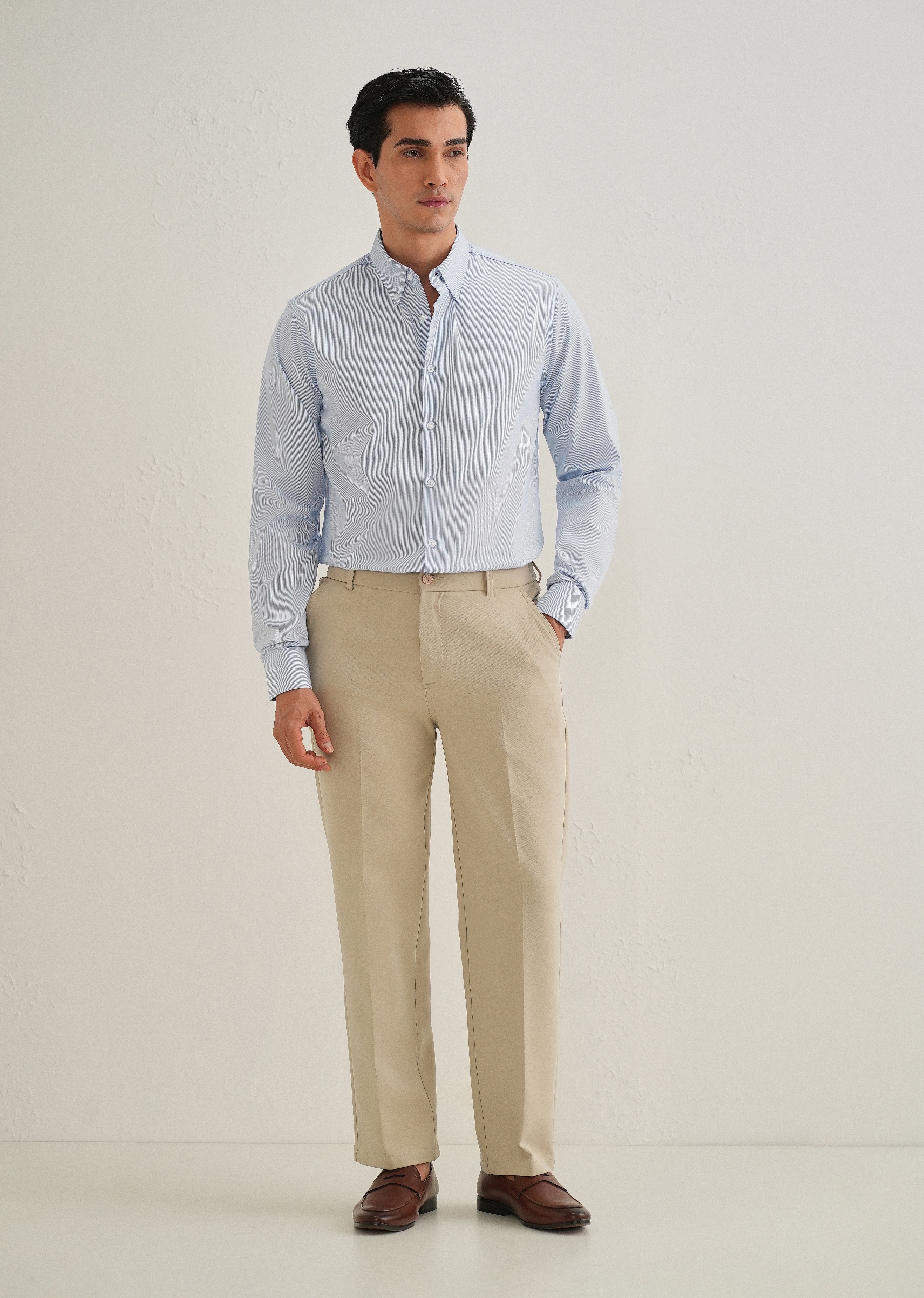 Blue Pin Striped Dobby Cotton Shirt