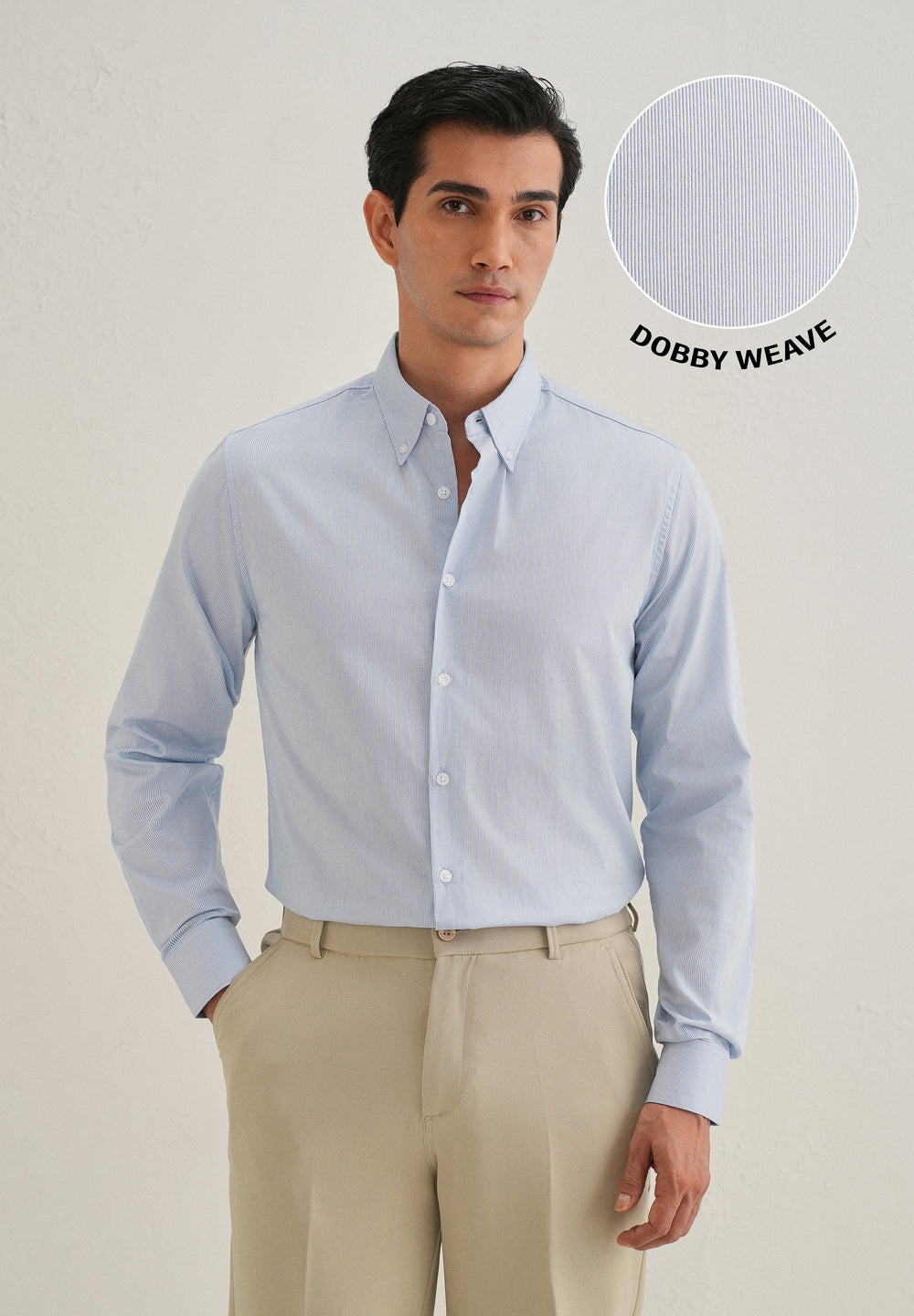 Blue Pin Striped Dobby Cotton Shirt