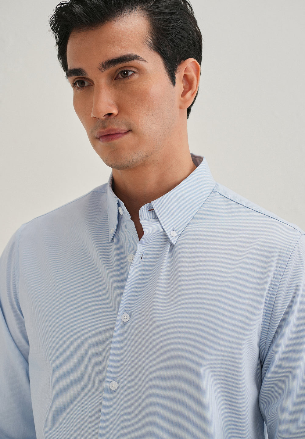 Blue Pin Striped Dobby Cotton Shirt