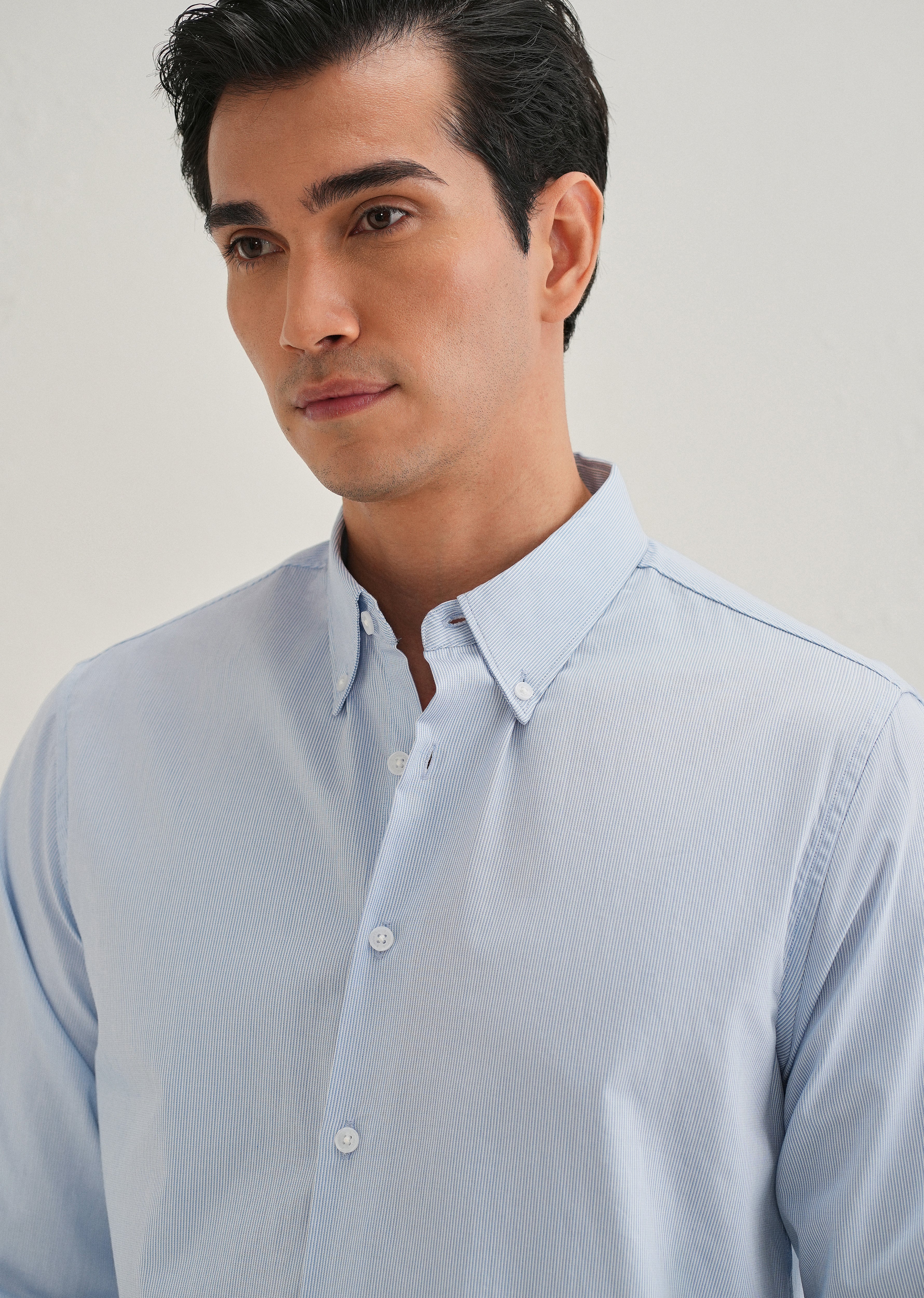 Blue Pin Striped Dobby Cotton Shirt