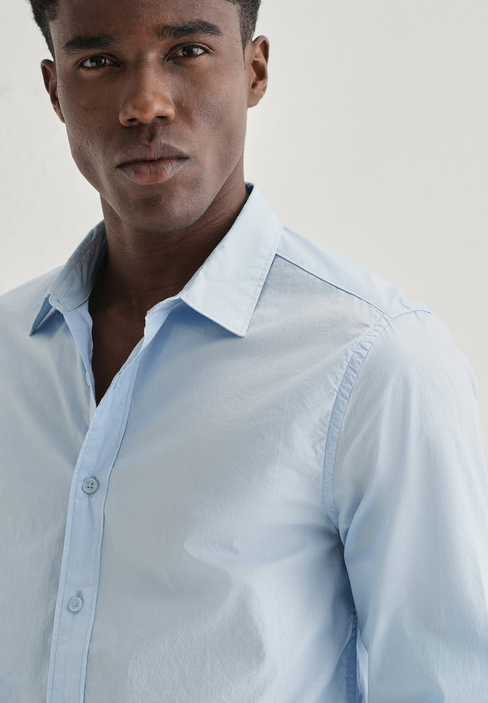 Blue Plain Cotton Shirt
