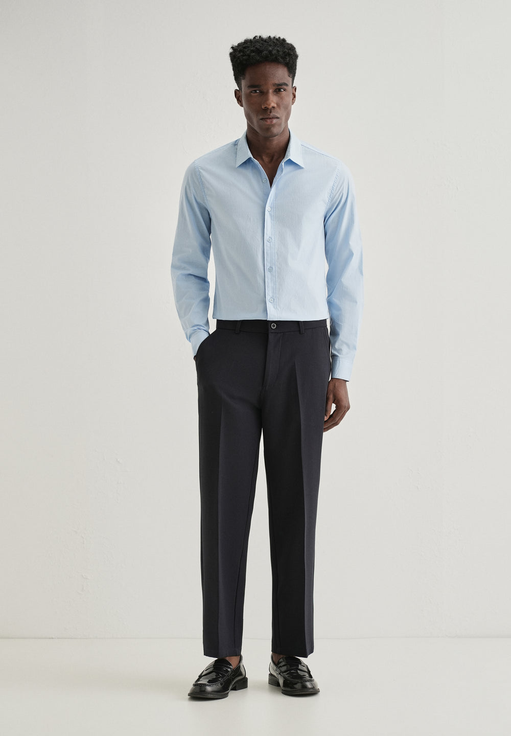 Blue Plain Cotton Shirt