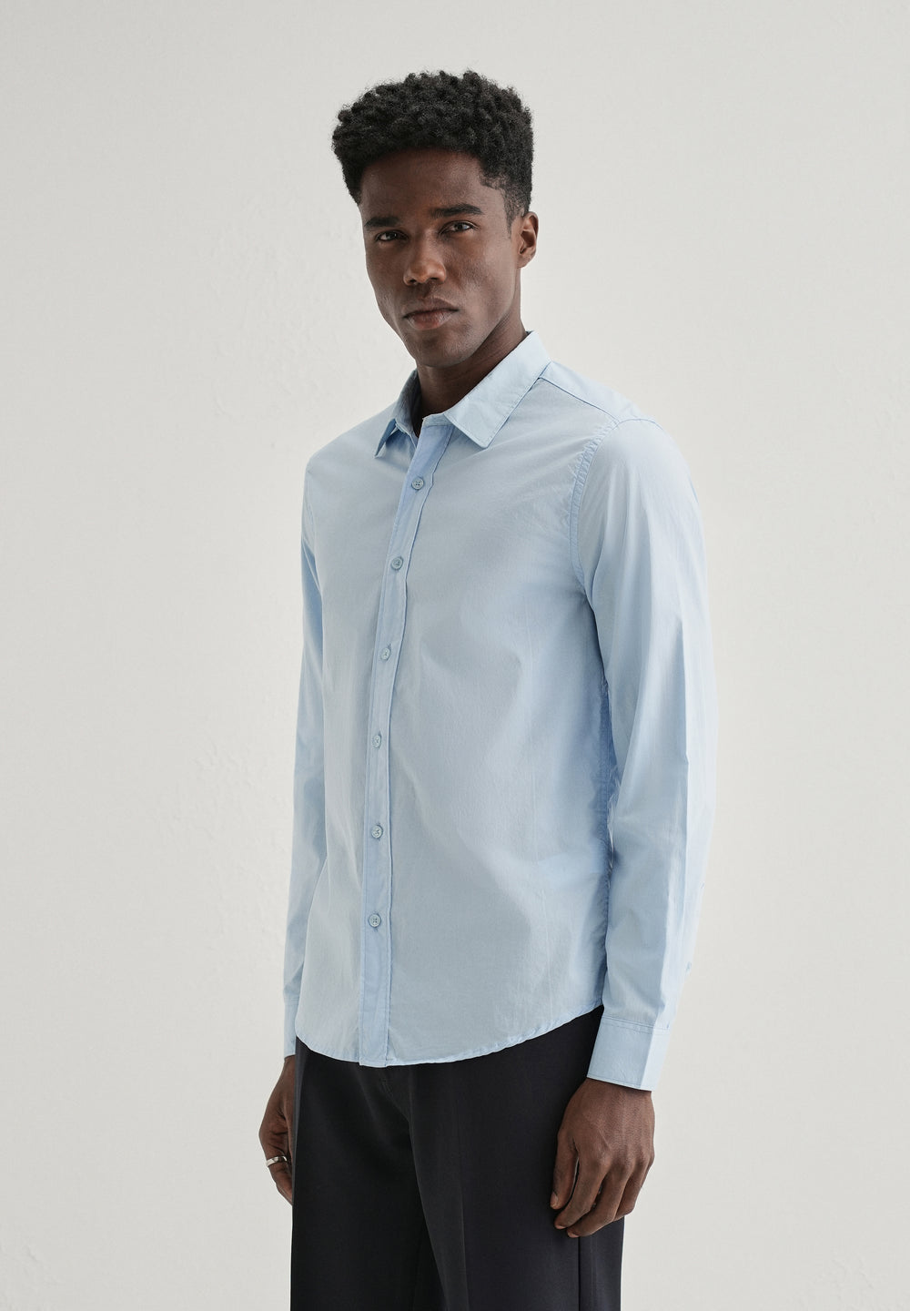 Blue Plain Cotton Shirt