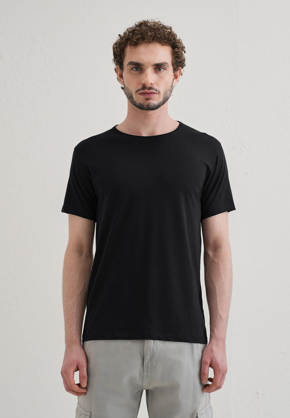 Blue Plain Crew neck T-shirt