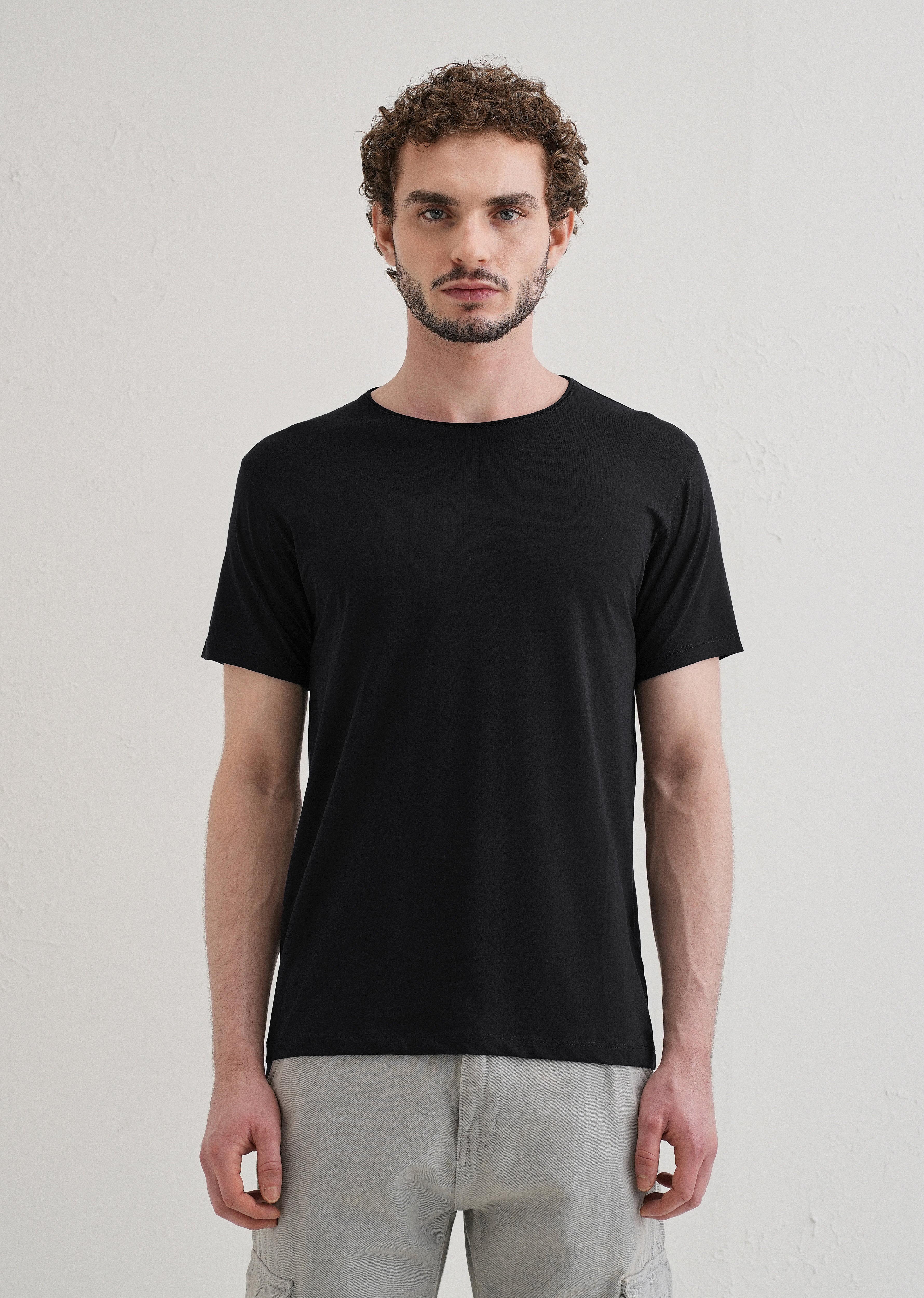Blue Plain Crew neck T-shirt