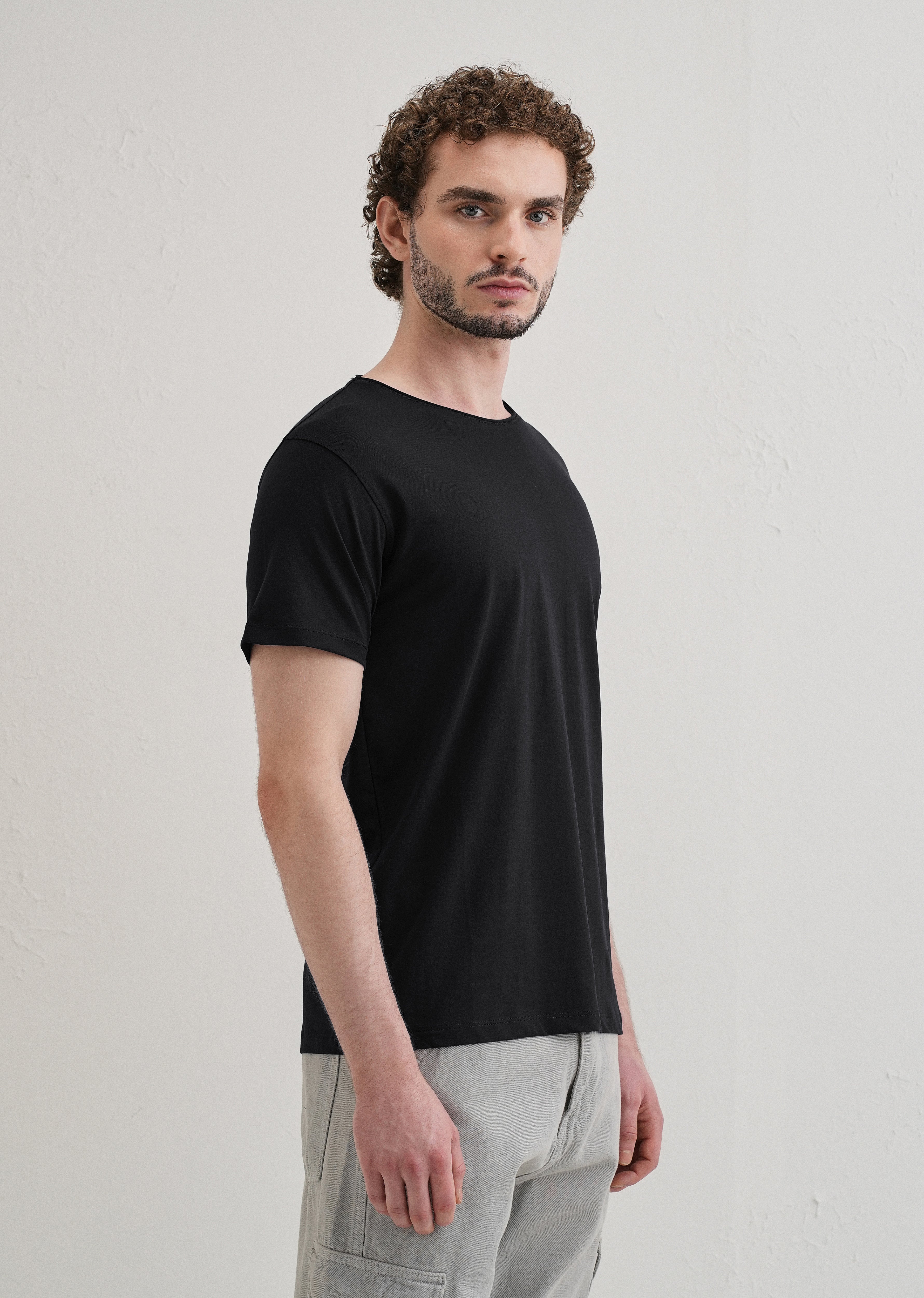 Blue Plain Crew neck T-shirt