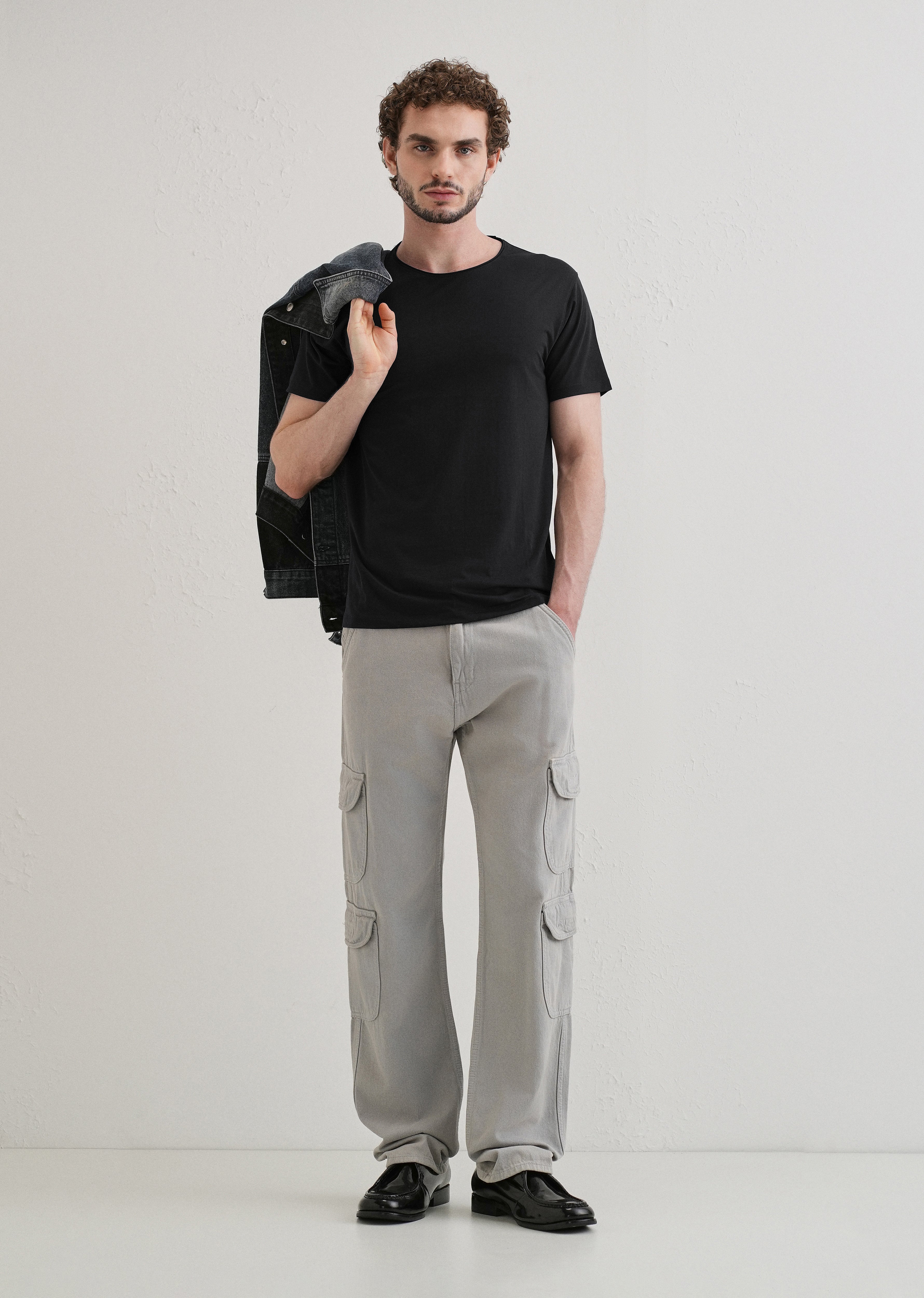 Blue Plain Crew neck T-shirt