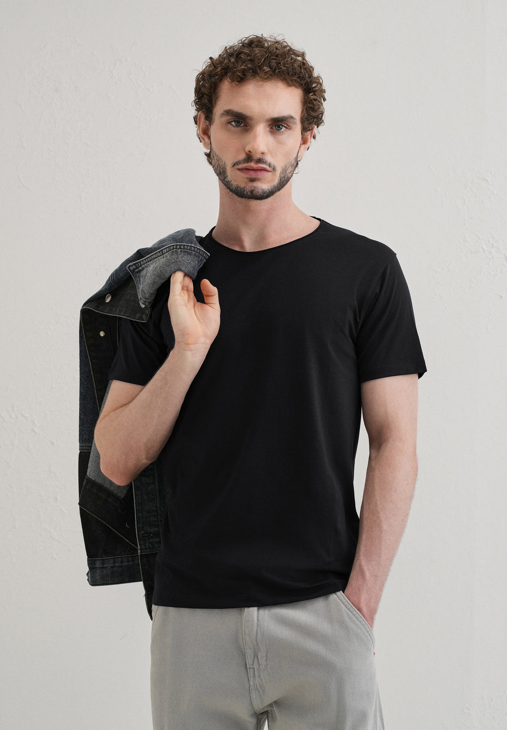 Blue Plain Crew neck T-shirt