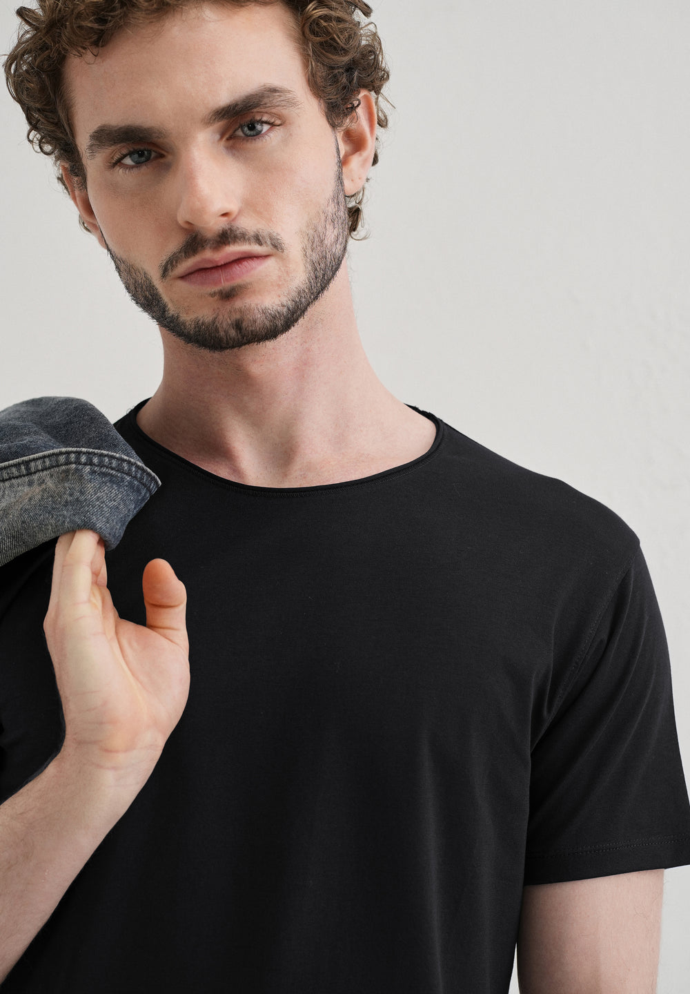 Blue Plain Crew neck T-shirt