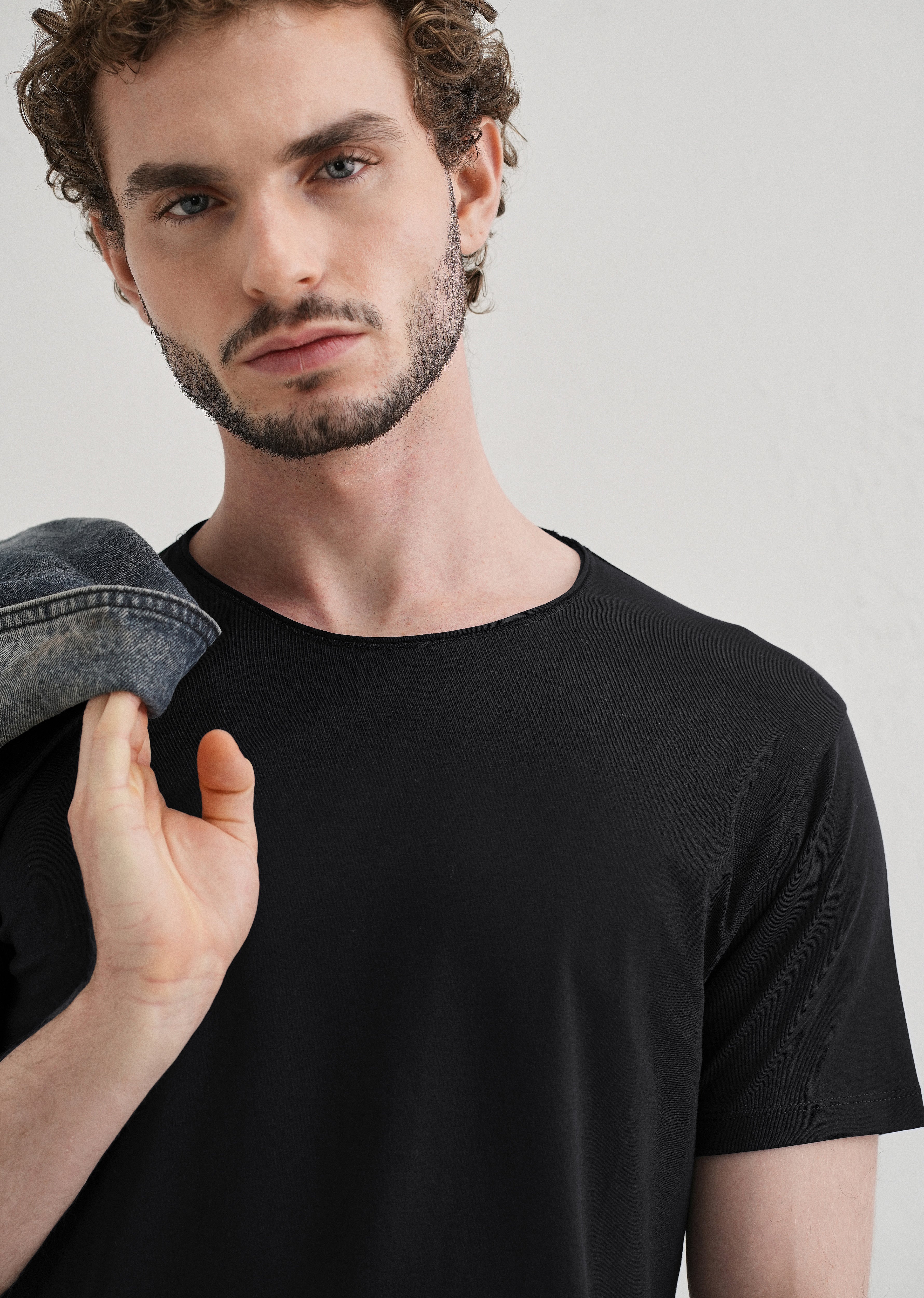 Blue Plain Crew neck T-shirt