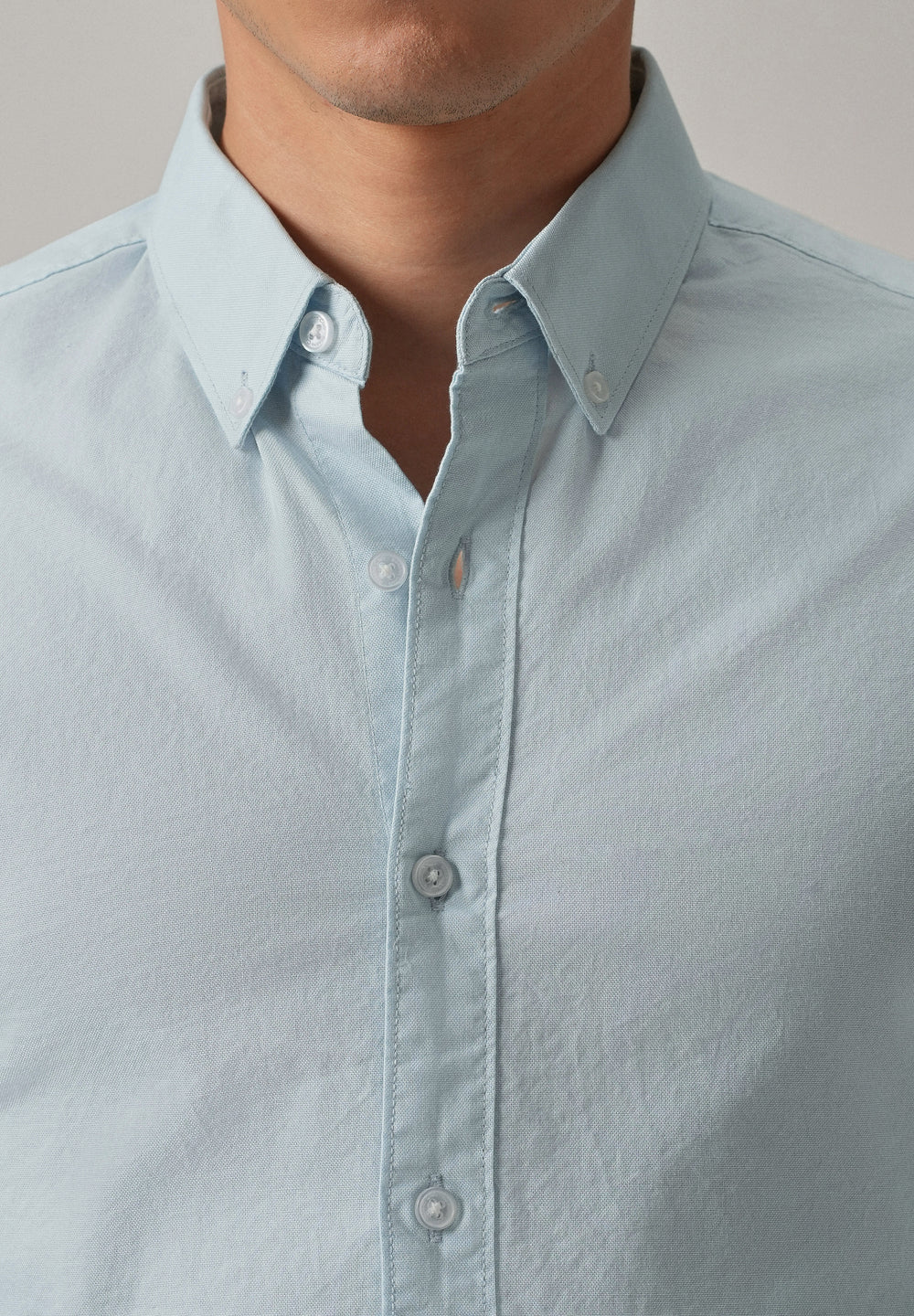 Blue Plain Elbow Patch Oxford Shirt