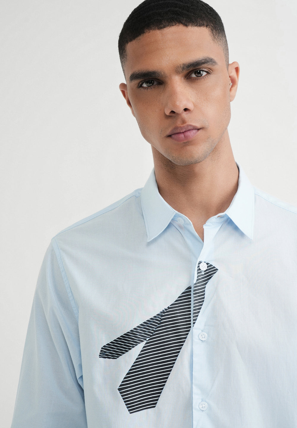 Blue Printed Cotton Shirt