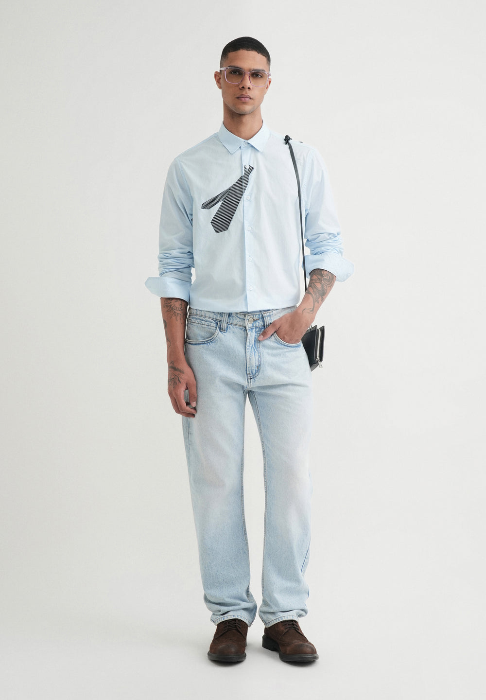 Blue Printed Cotton Shirt