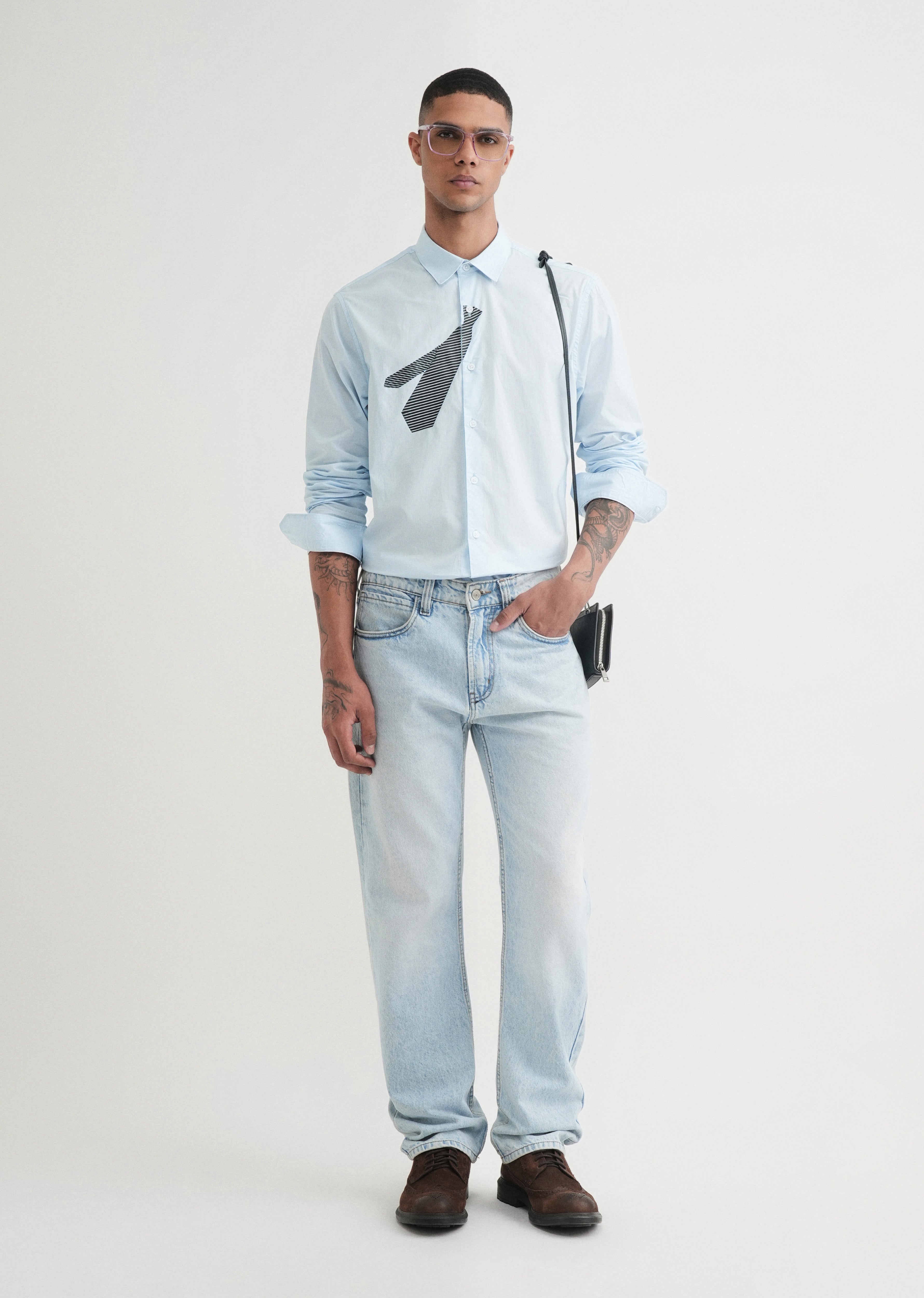 Blue Printed Cotton Shirt