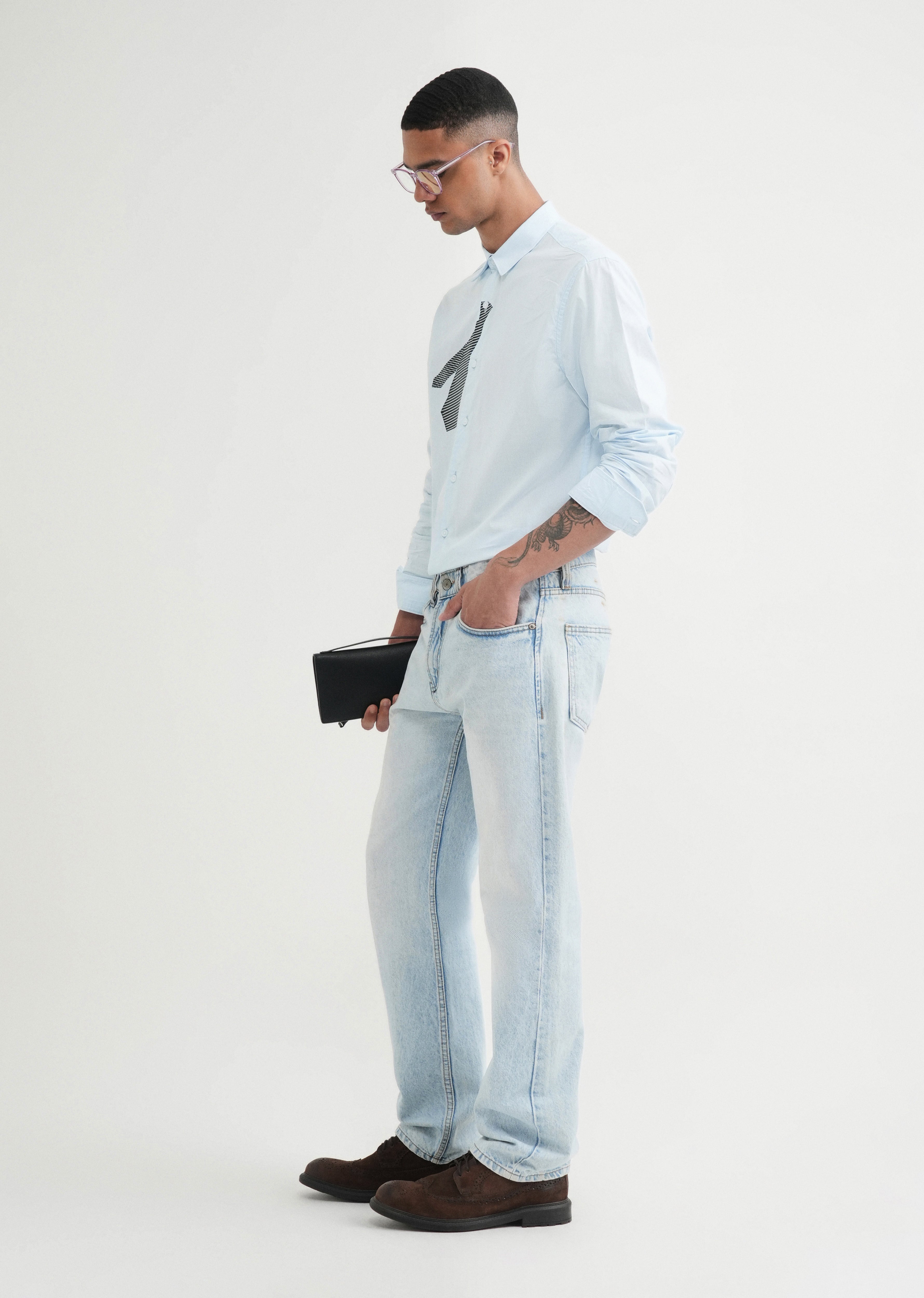 Blue Printed Cotton Shirt