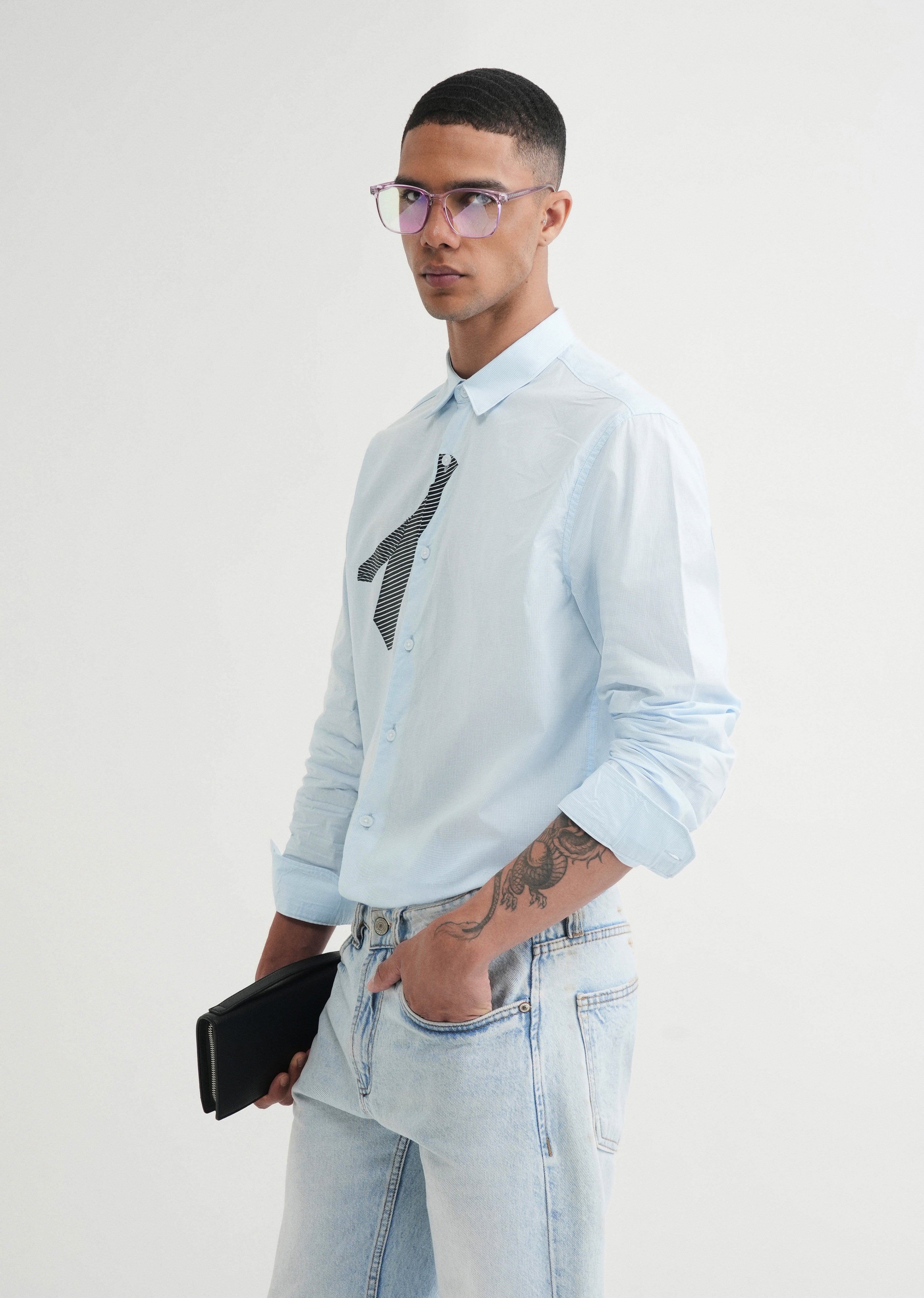 Blue Printed Cotton Shirt