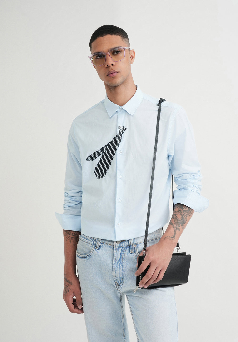 Blue Printed Cotton Shirt