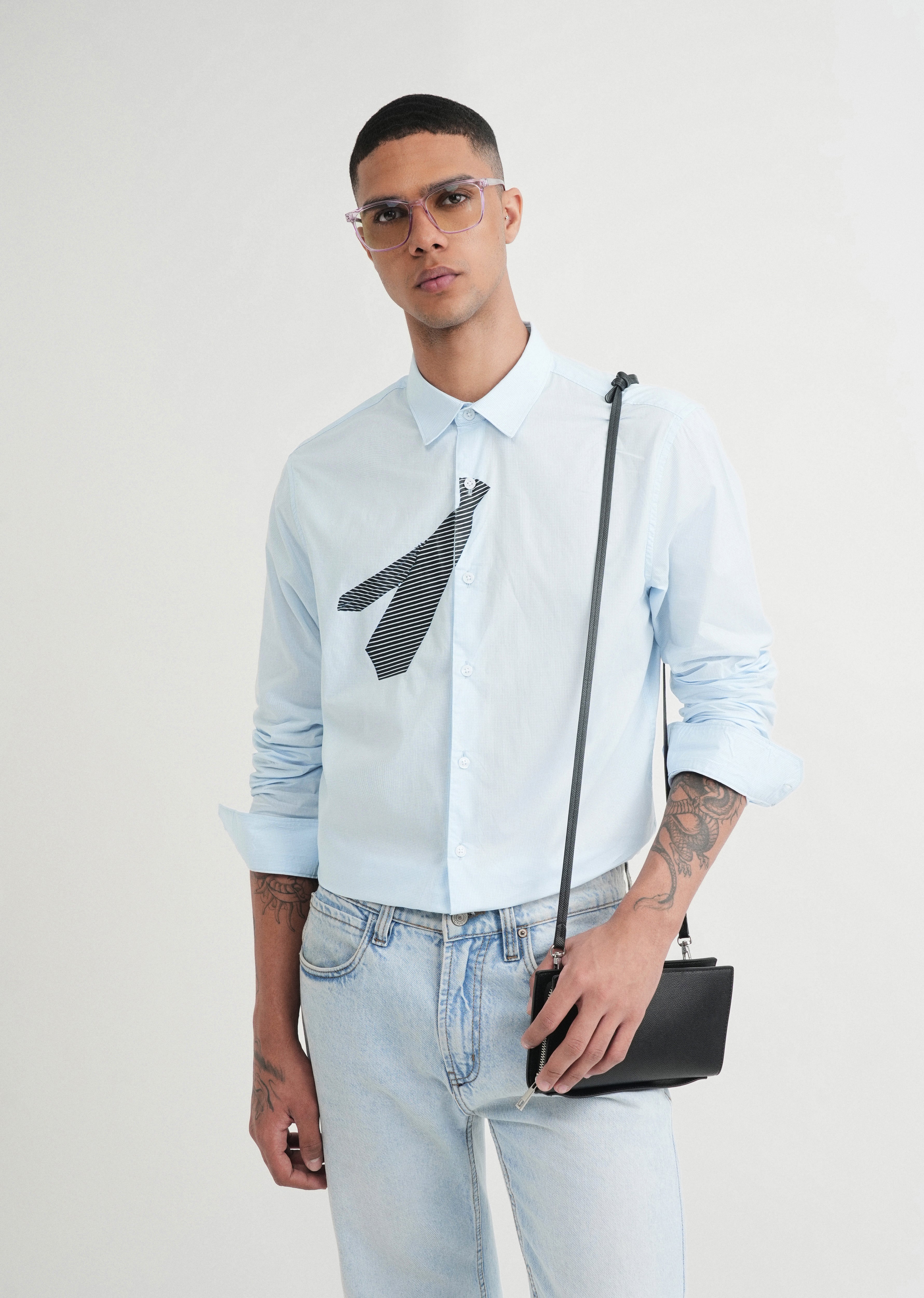 Blue Printed Cotton Shirt