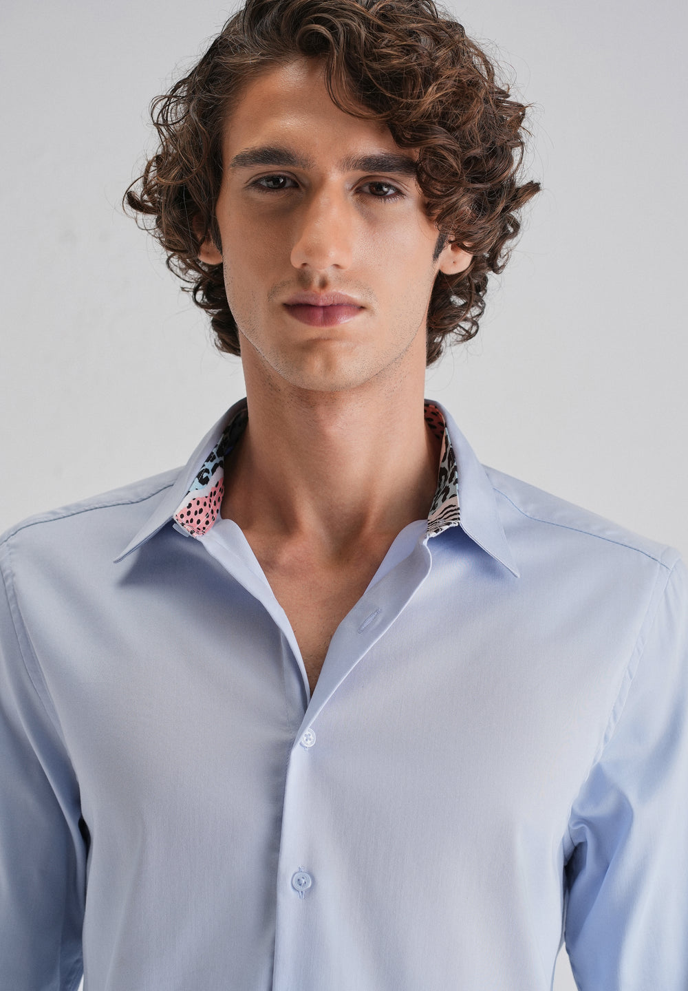 Blue Printed Cuff Shirt