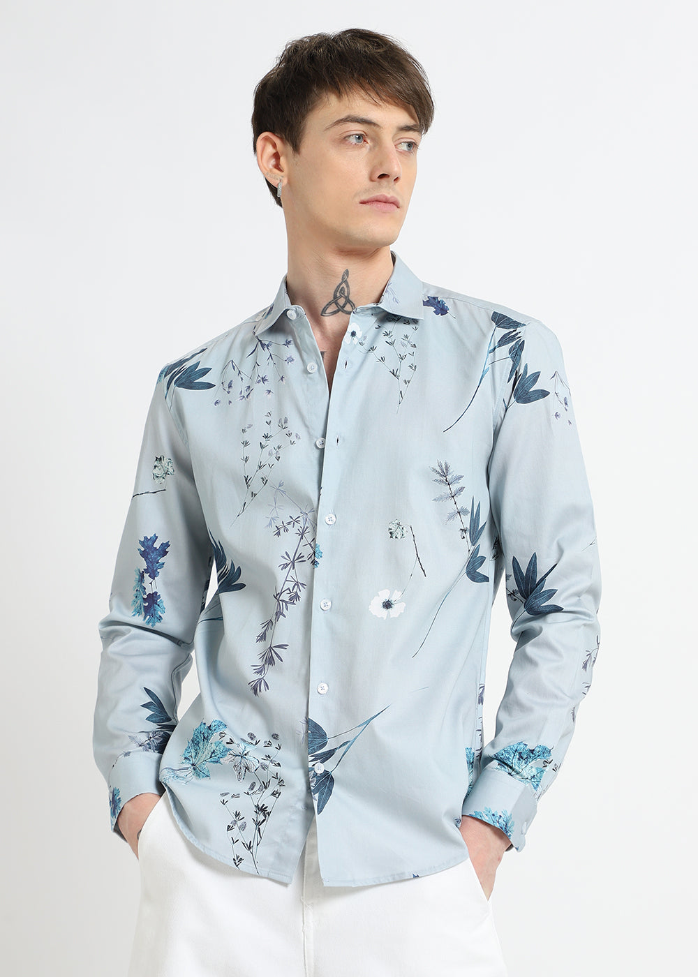 Blue Tropical Printed shirt
