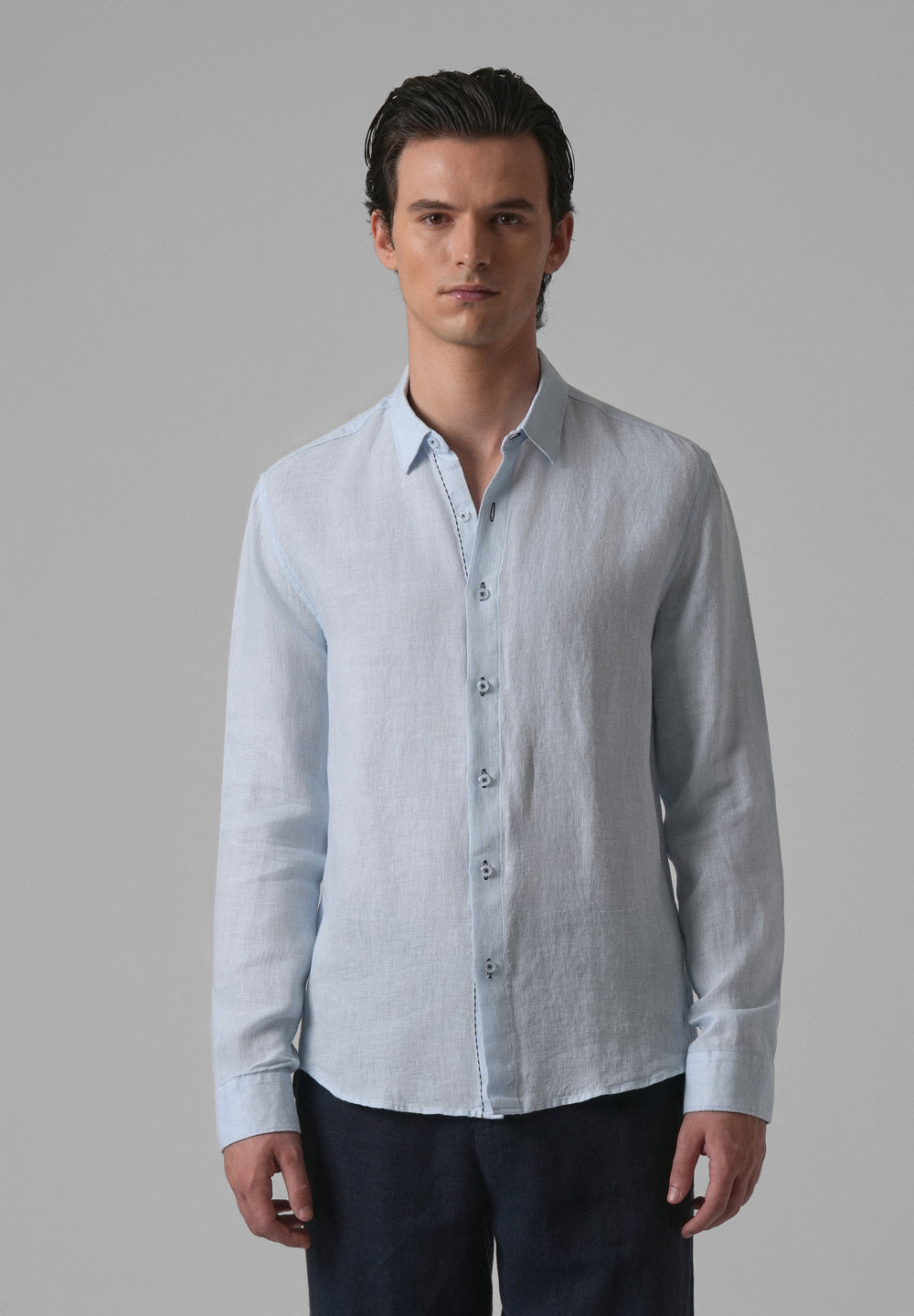 Blue Pure Linen Shirt