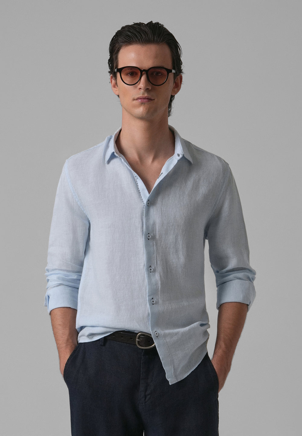 Blue Pure Linen Shirt