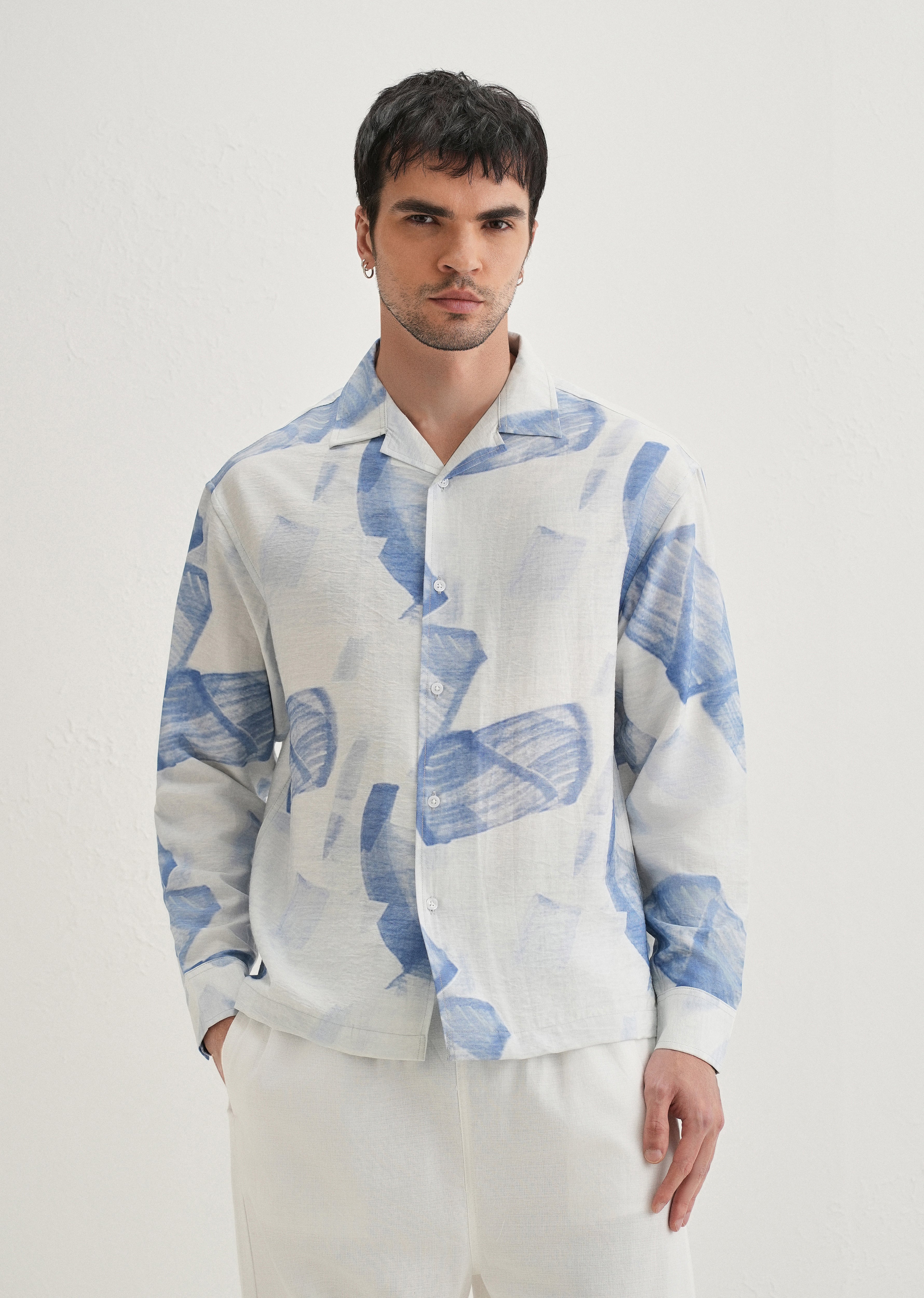 Blue Riviera Wash Printed Shirt