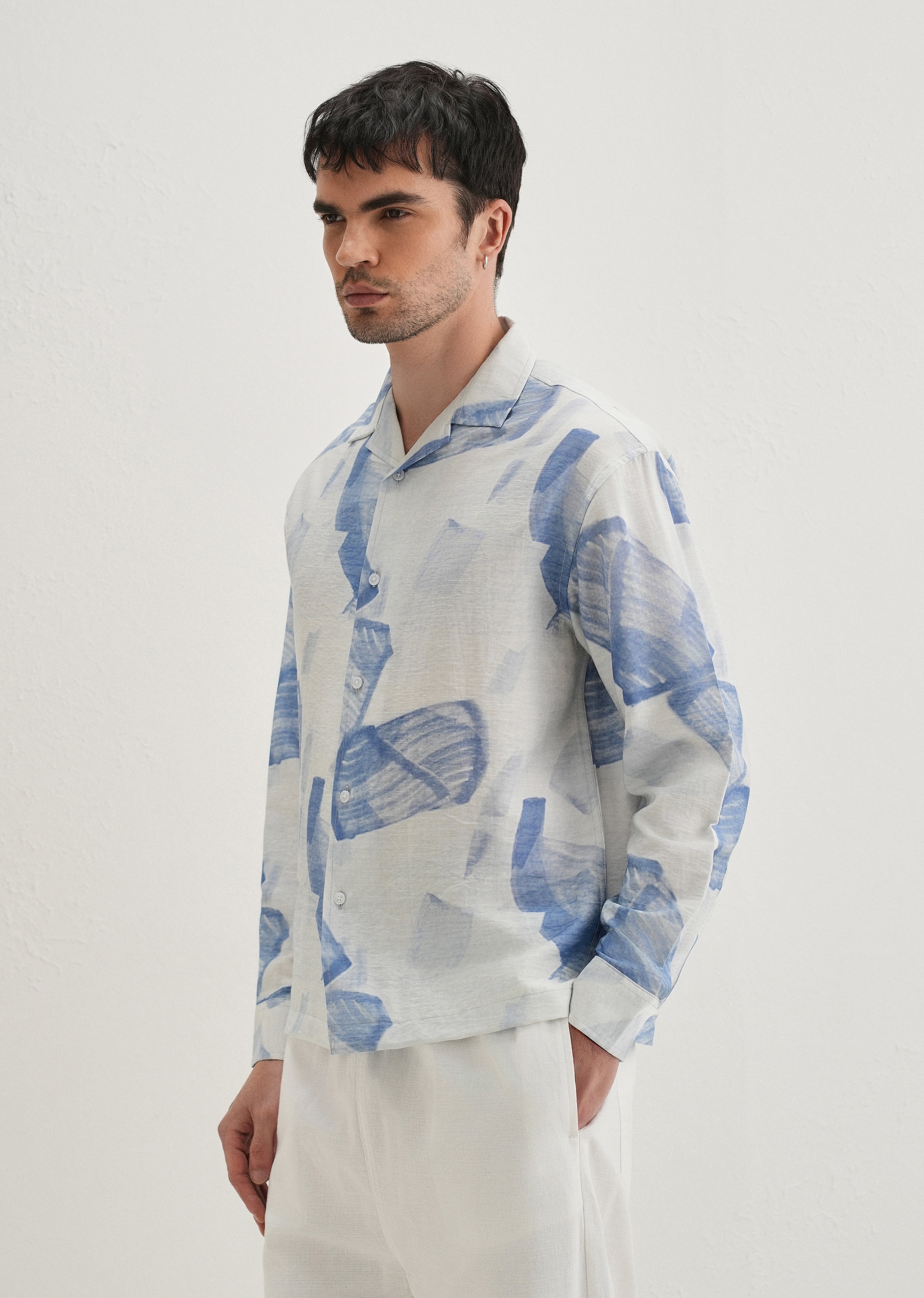 Blue Riviera Wash Printed Shirt