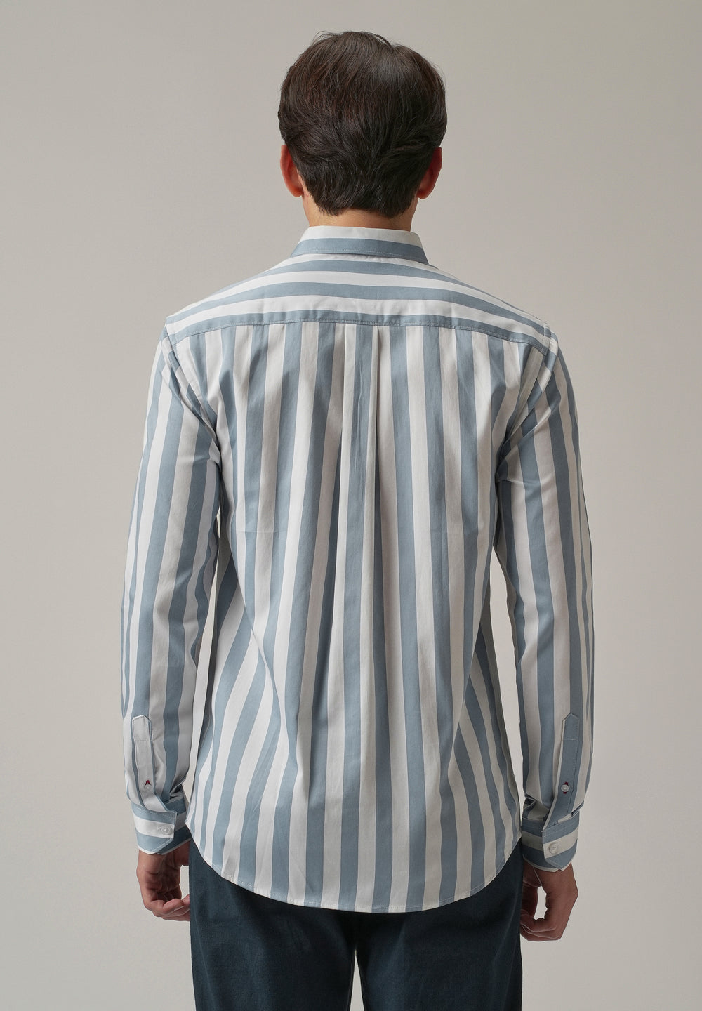 Blue Satin Striped Shirt
