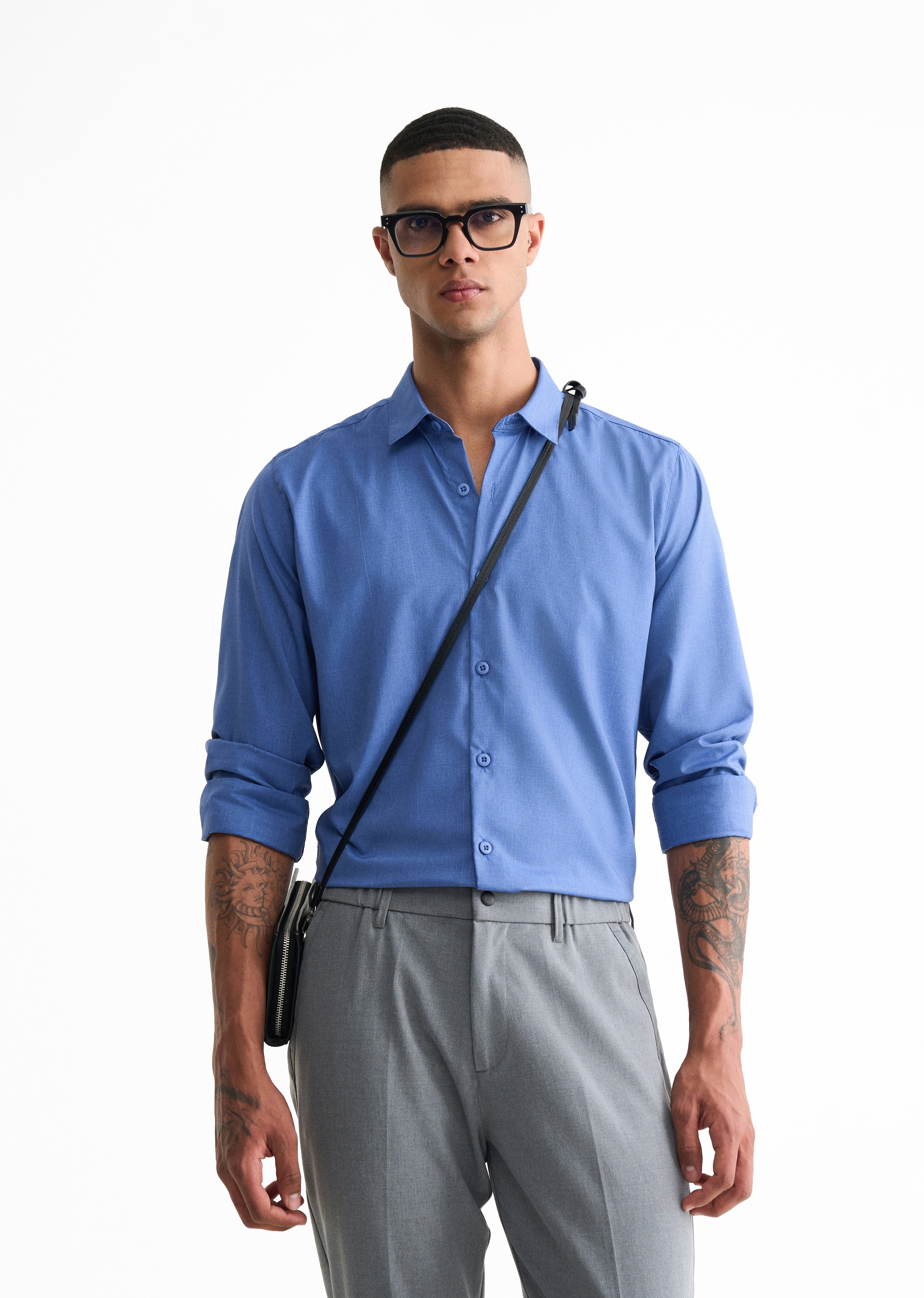 Blue Self Check Shirt