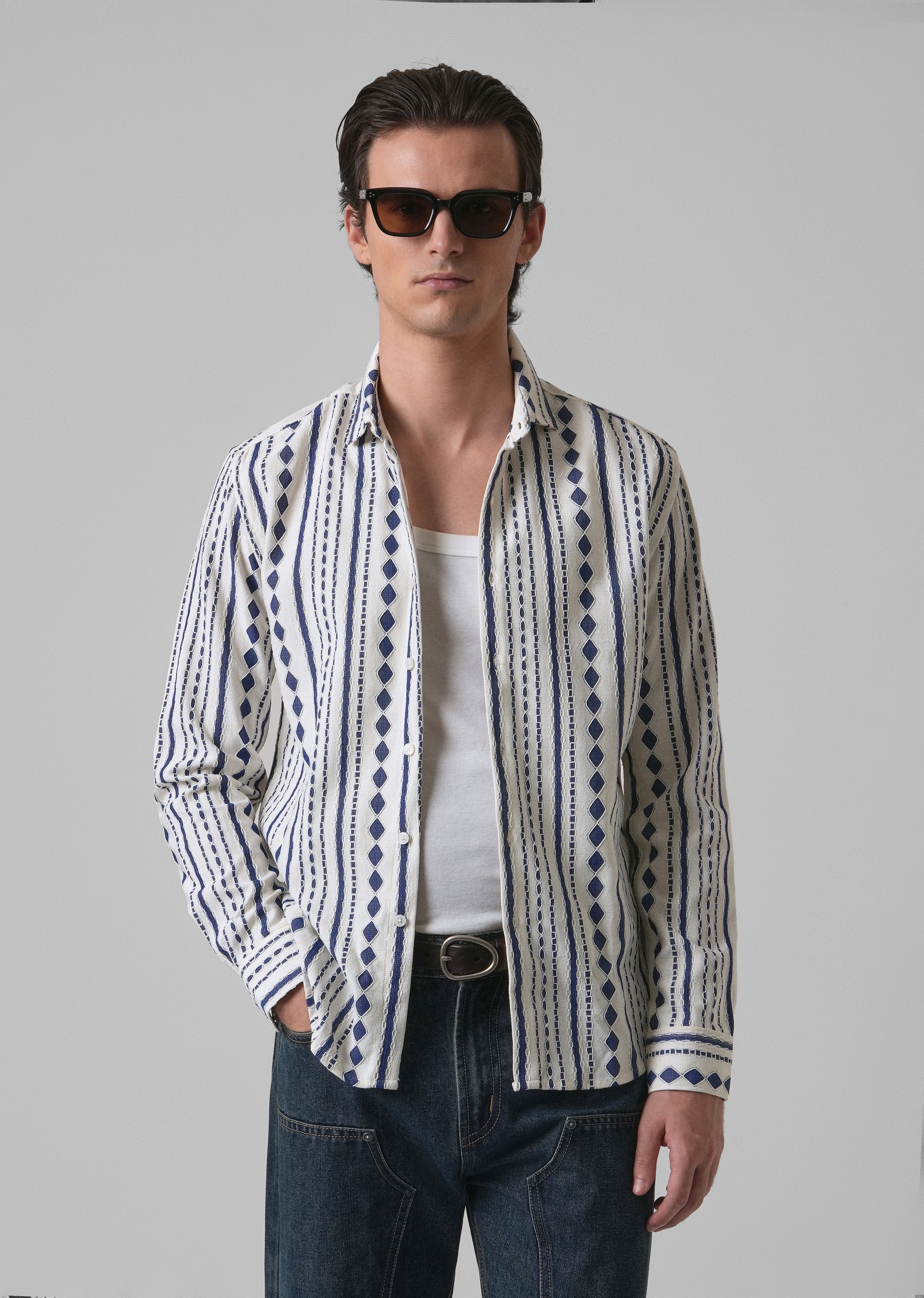 Blue Self Pattern Shirt