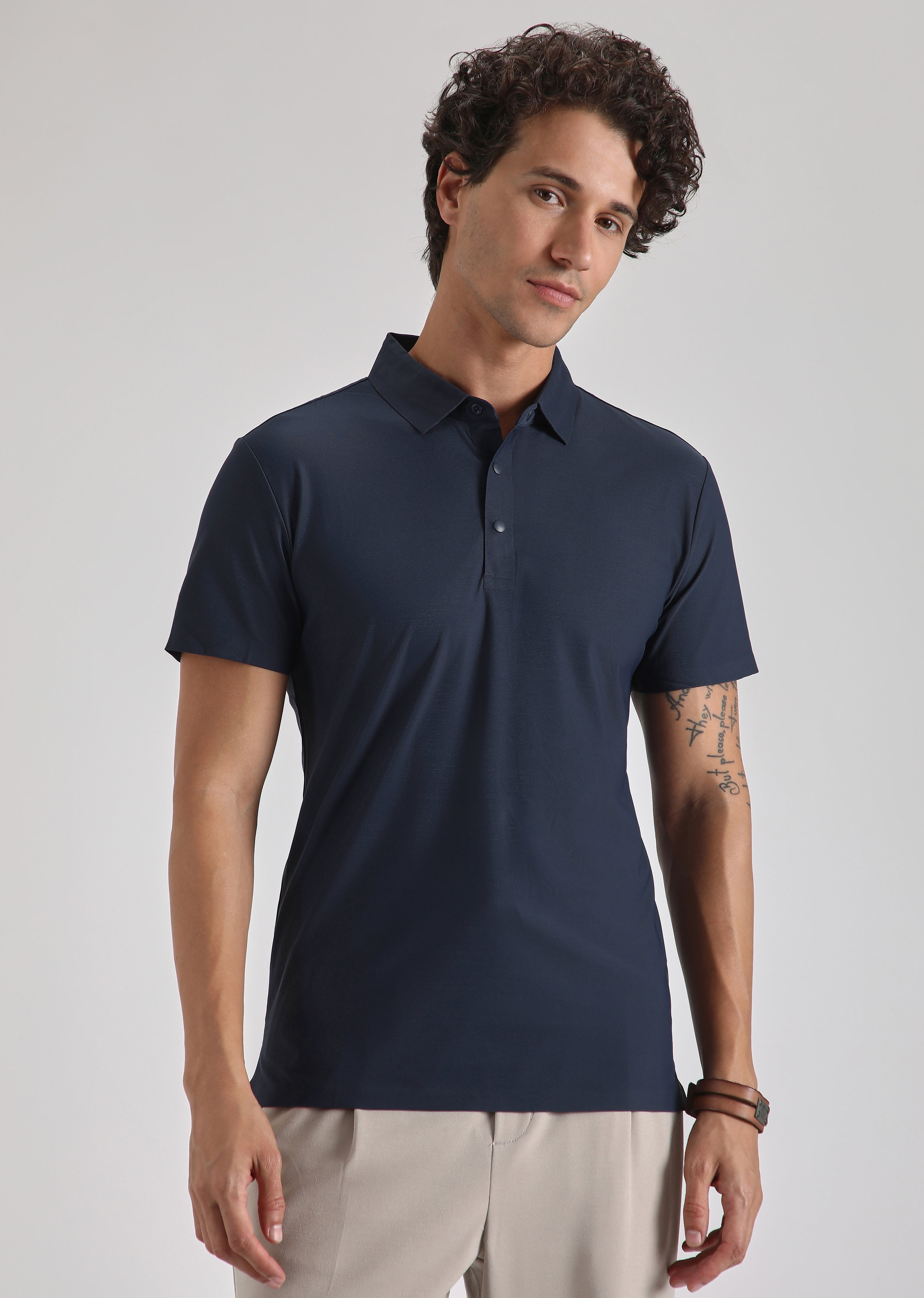 Blue Stitchless Polo T-shirt