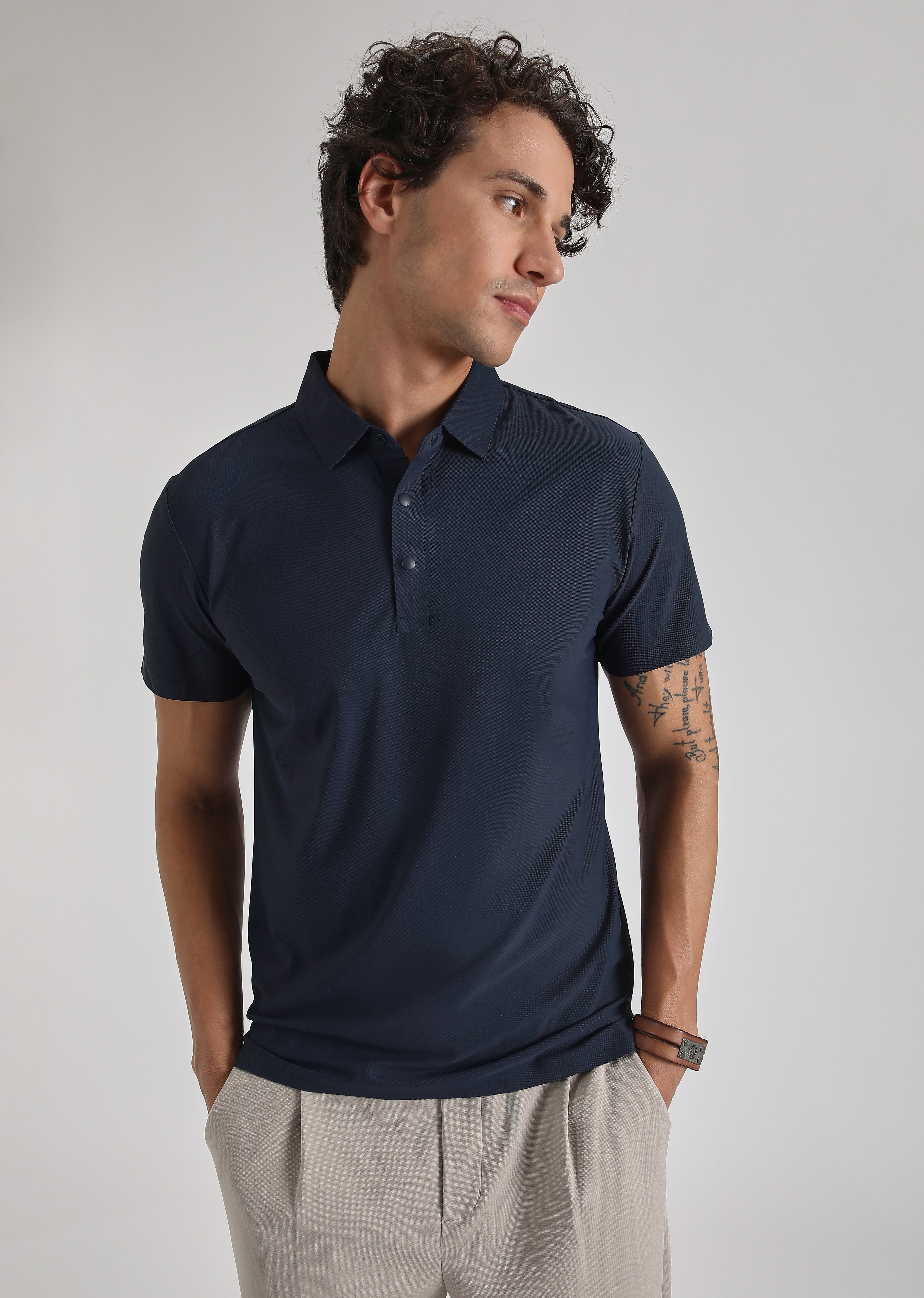 Blue Stitchless Polo T-shirt