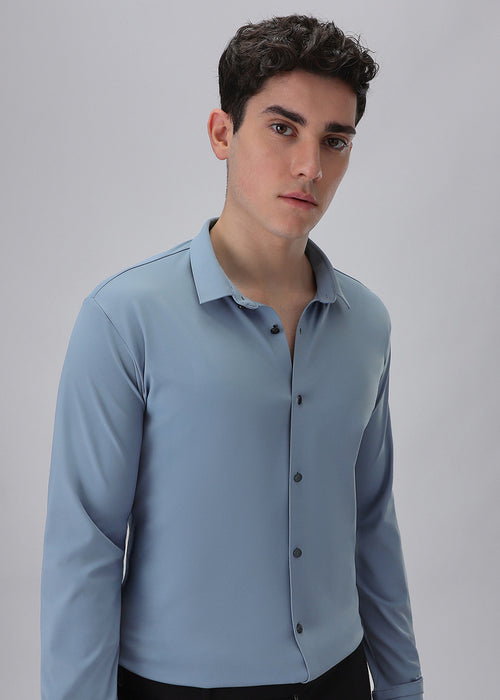 Blue Stitchless Stretch Shirt