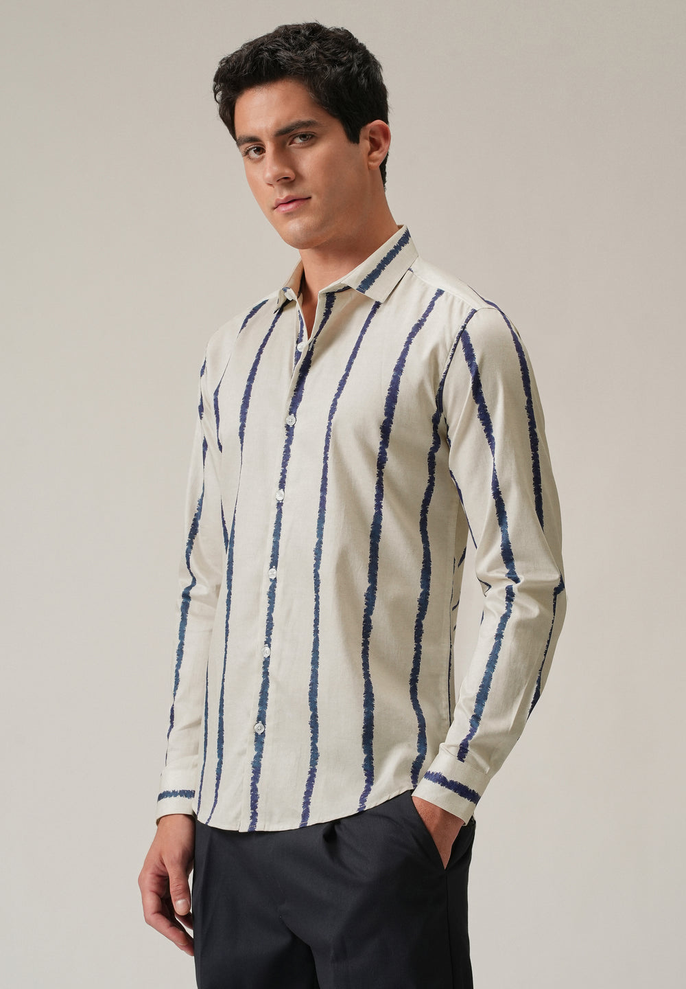 Blue Pinstripe Print Shirt