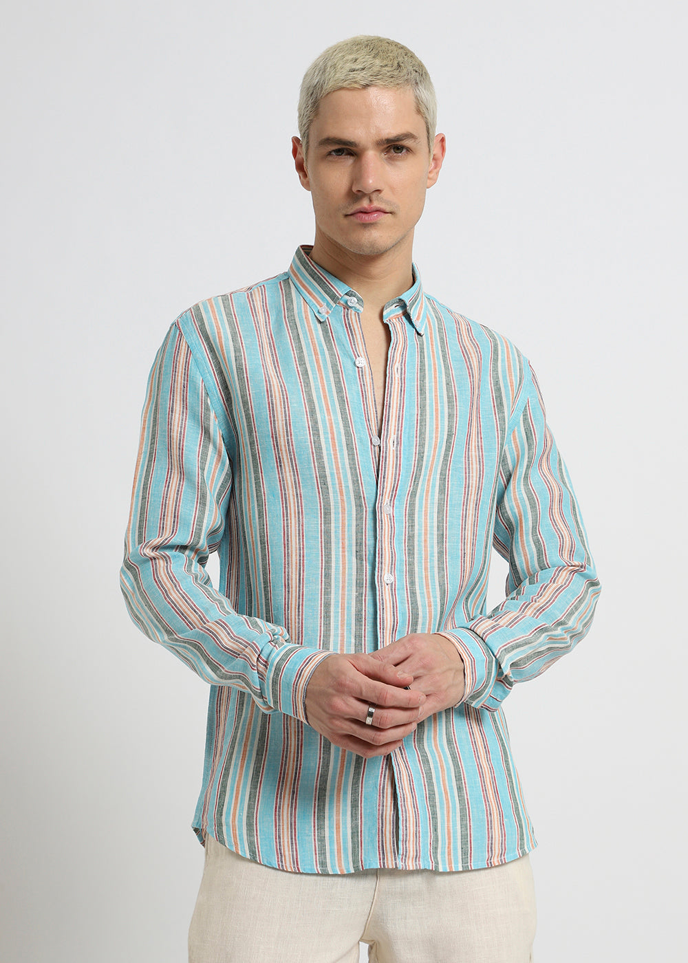 Blue Stripe Pure Irish Linen Shirt