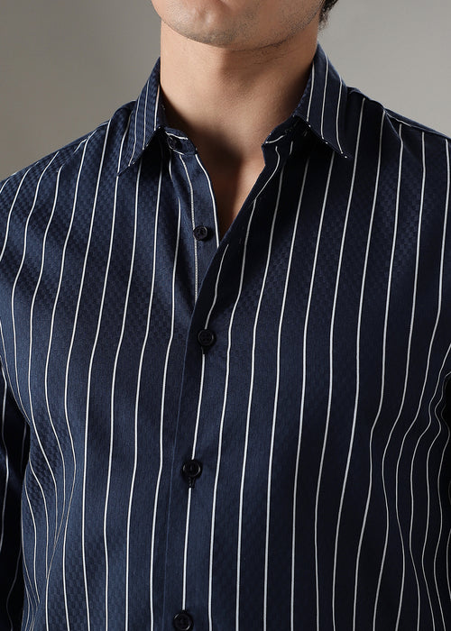 Blue Dobby Stripe Shirt