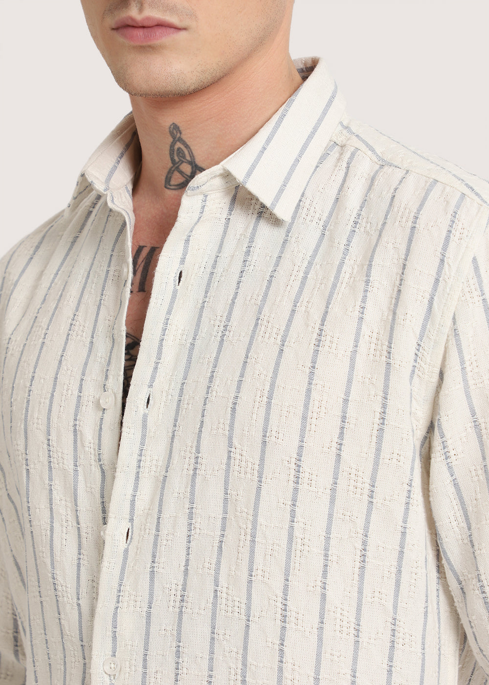 Blue Stripe Textured Shirt